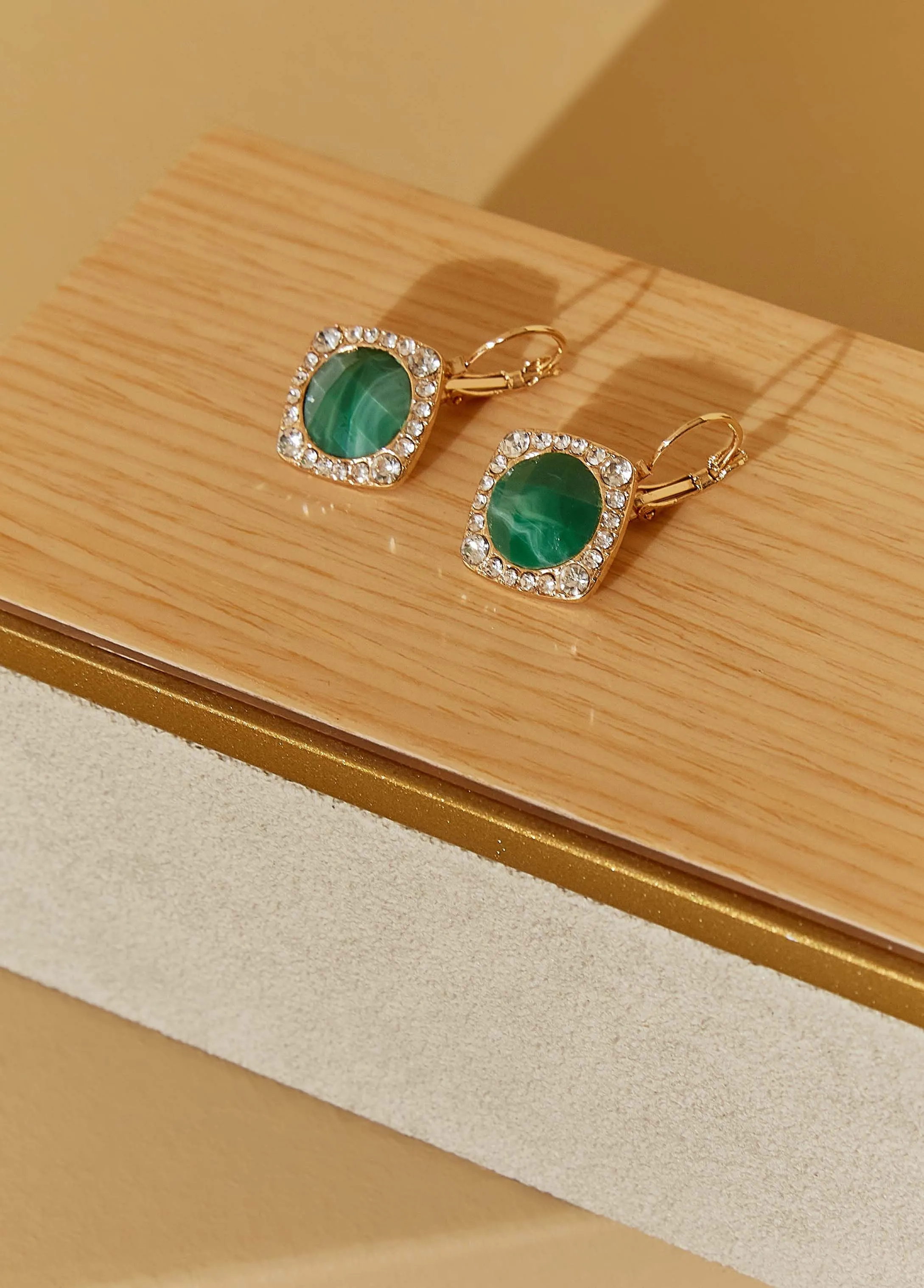 Stone And Crystal Drop Earrings sold by Ashley Stewart product image thumbnail 3