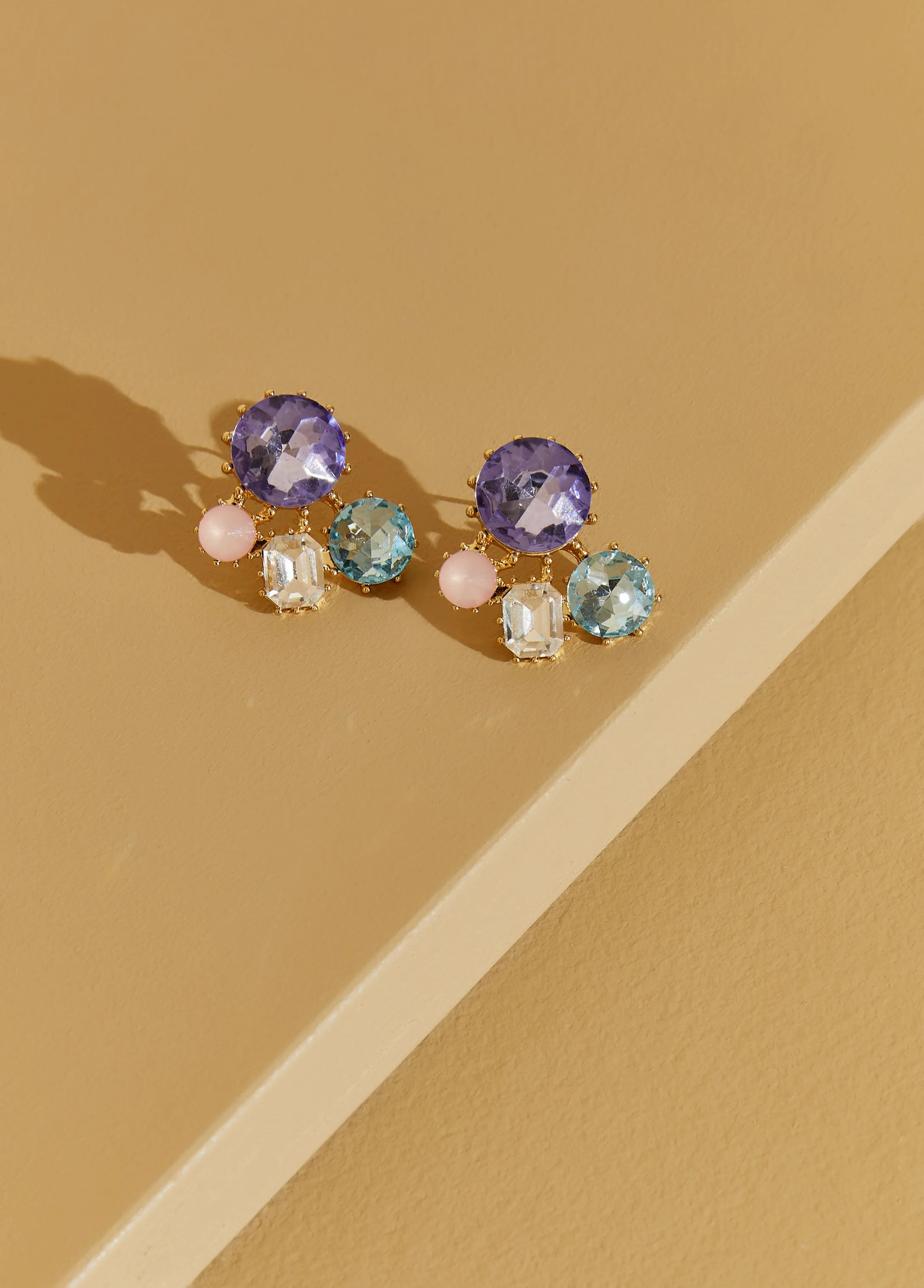 Tri Color Crystal Earrings sold by Ashley Stewart product image thumbnail 2