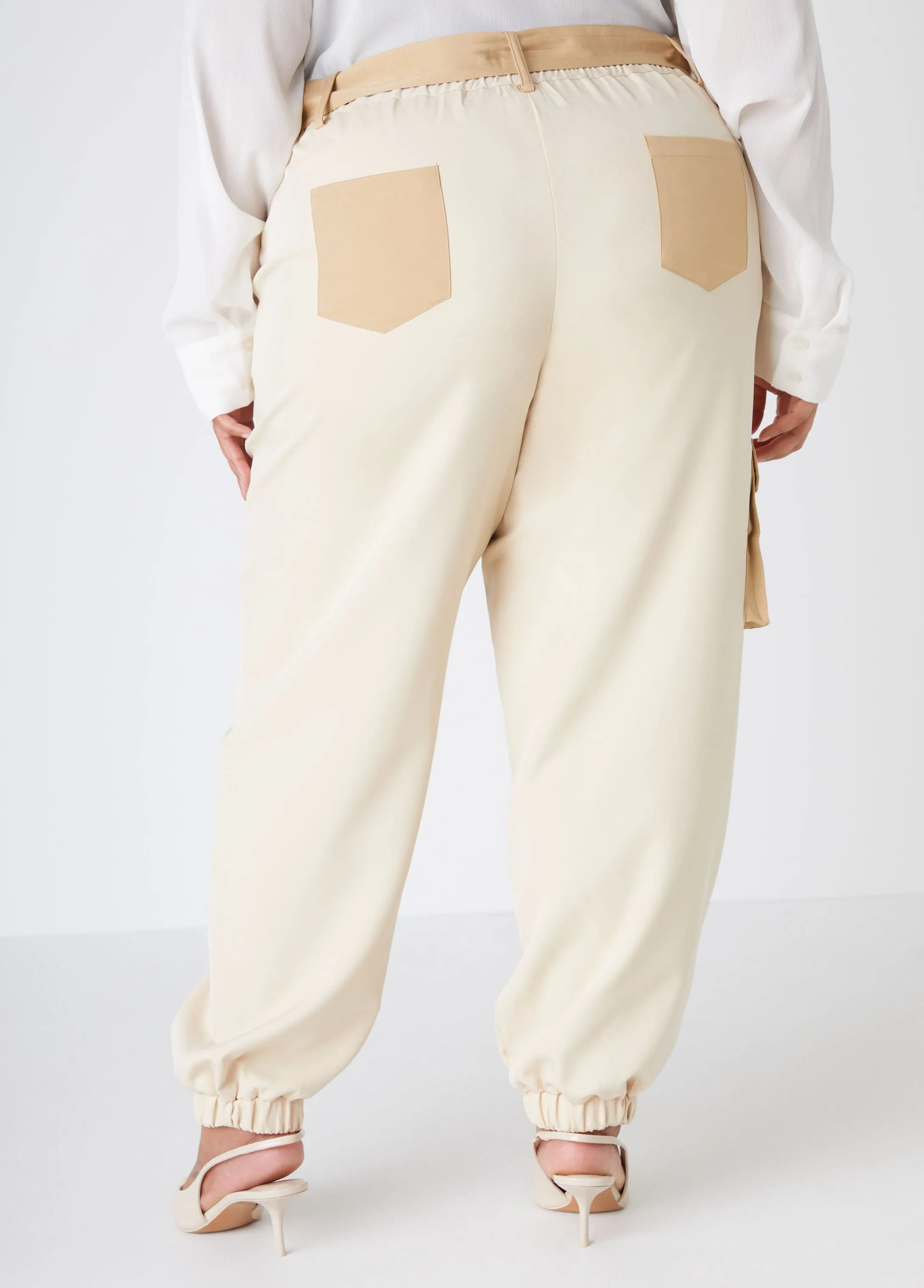 Belted Two Tone Cargo Joggers sold by Ashley Stewart product image thumbnail 2