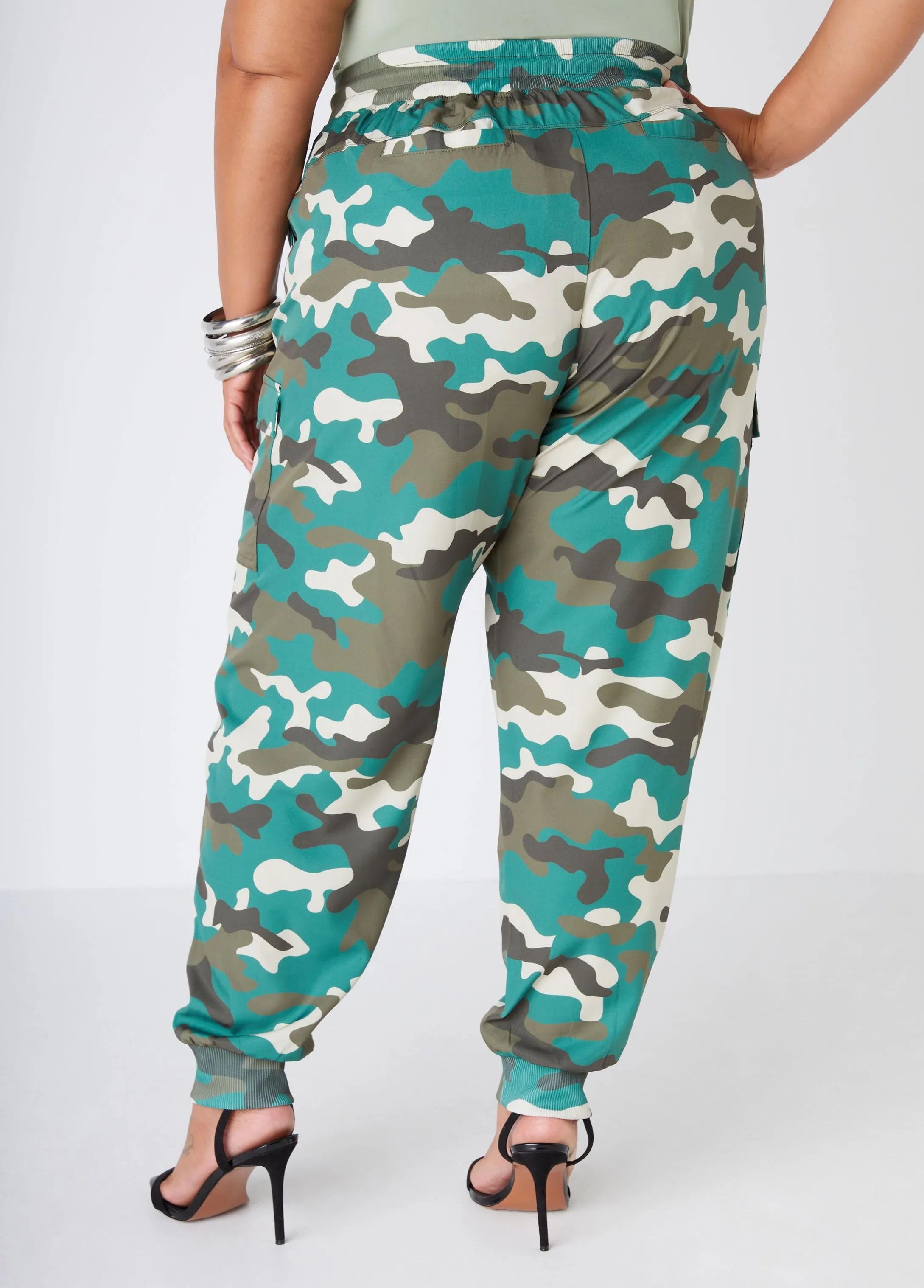Mid Rise Camo Print Cargo Joggers sold by Ashley Stewart product image thumbnail 2