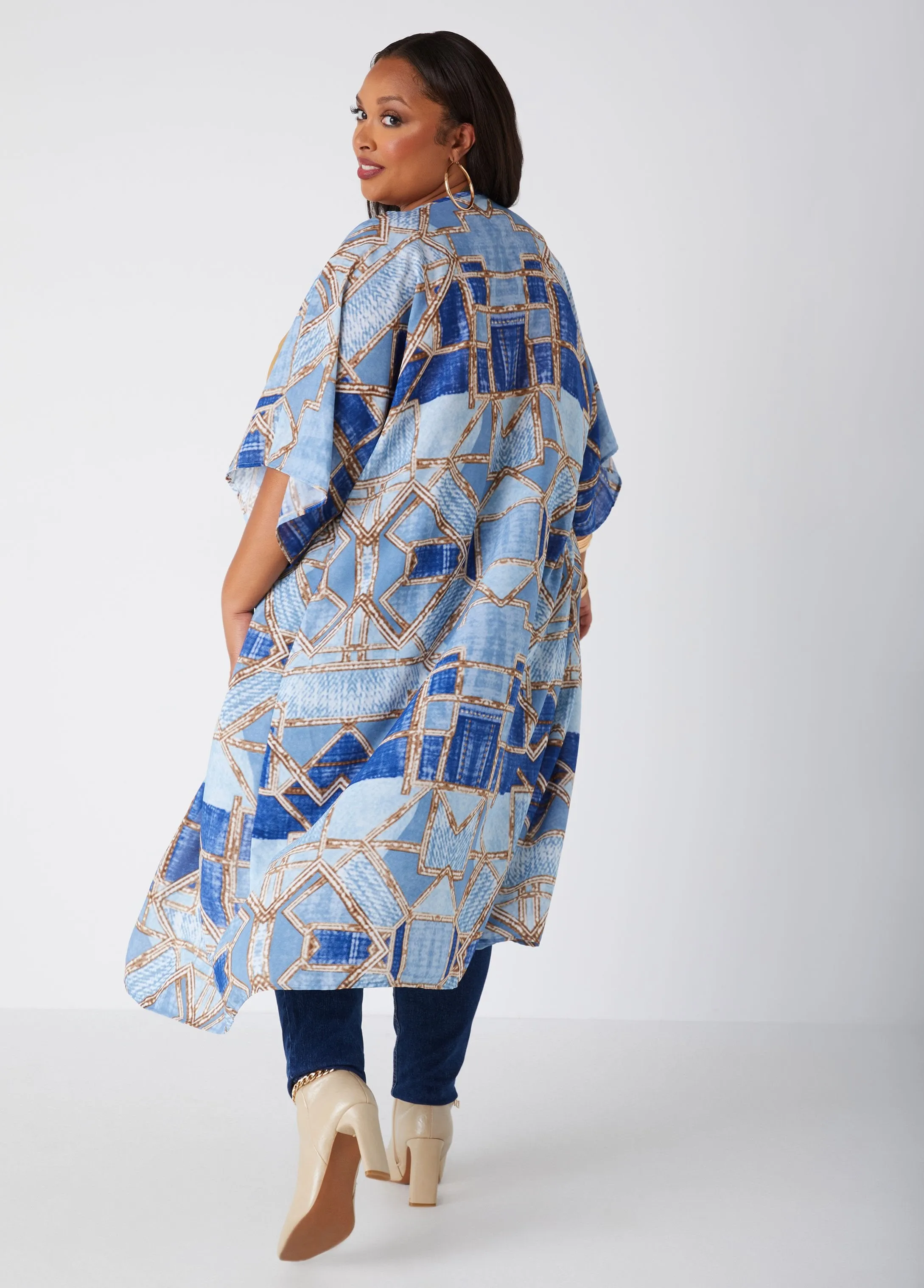 Printed Open Front Kimono sold by Ashley Stewart product image thumbnail 2