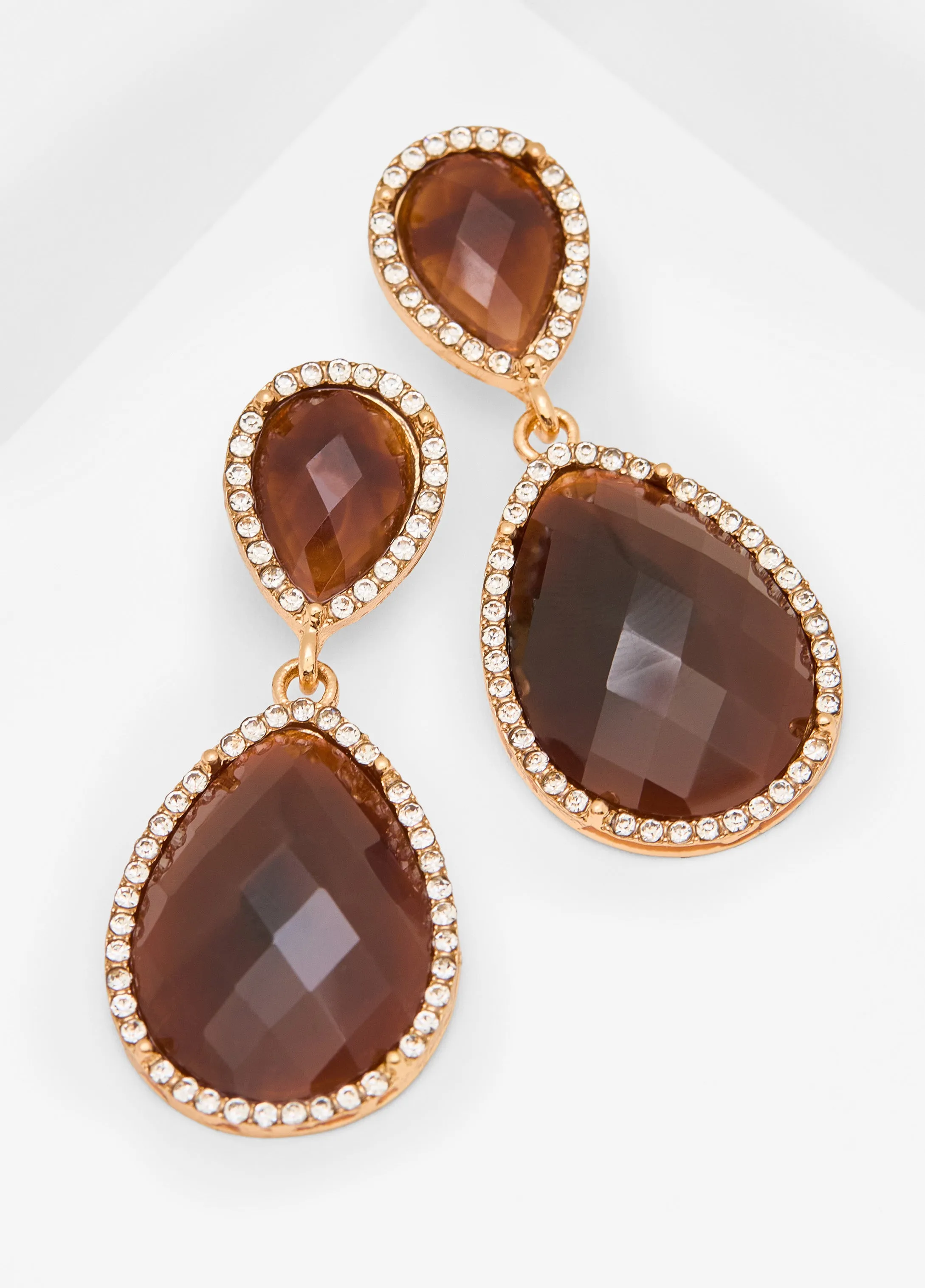 Tiered Teardrop Crystal Earrings sold by Ashley Stewart product image thumbnail 2