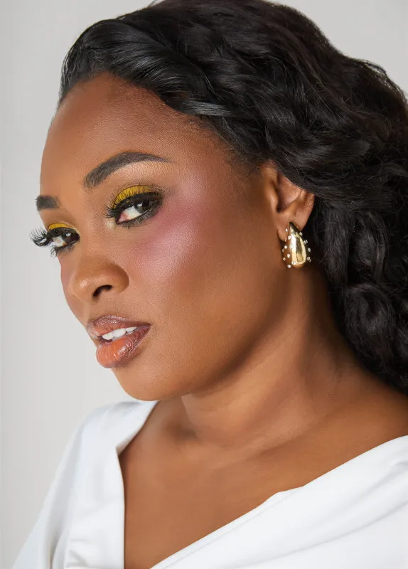 Crystal Gold Teardrop Earrings sold by Ashley Stewart