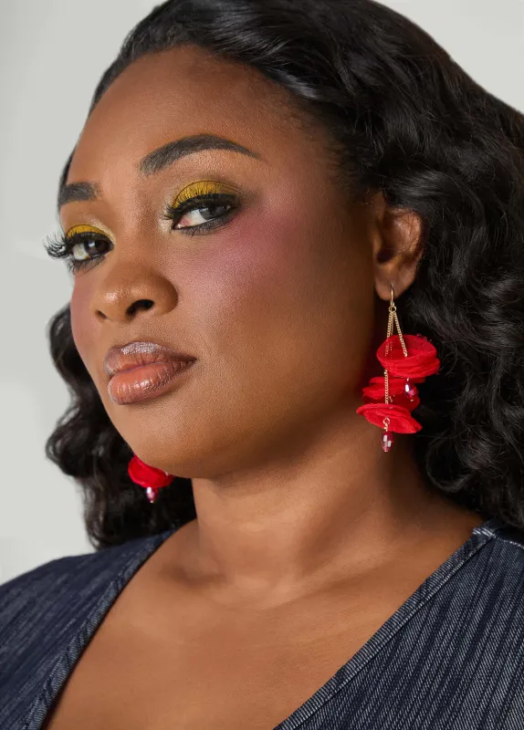 Flower Bead Embellished Earrings sold by Ashley Stewart