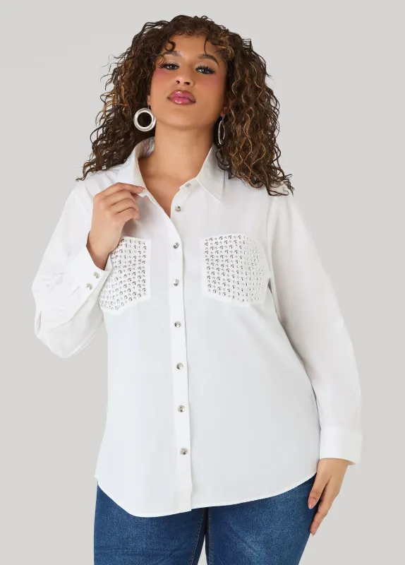 Studded Cotton Shirt made by Ashley Stewart