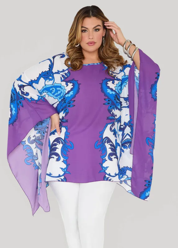 Draped Printed Poncho made by Ashley Stewart