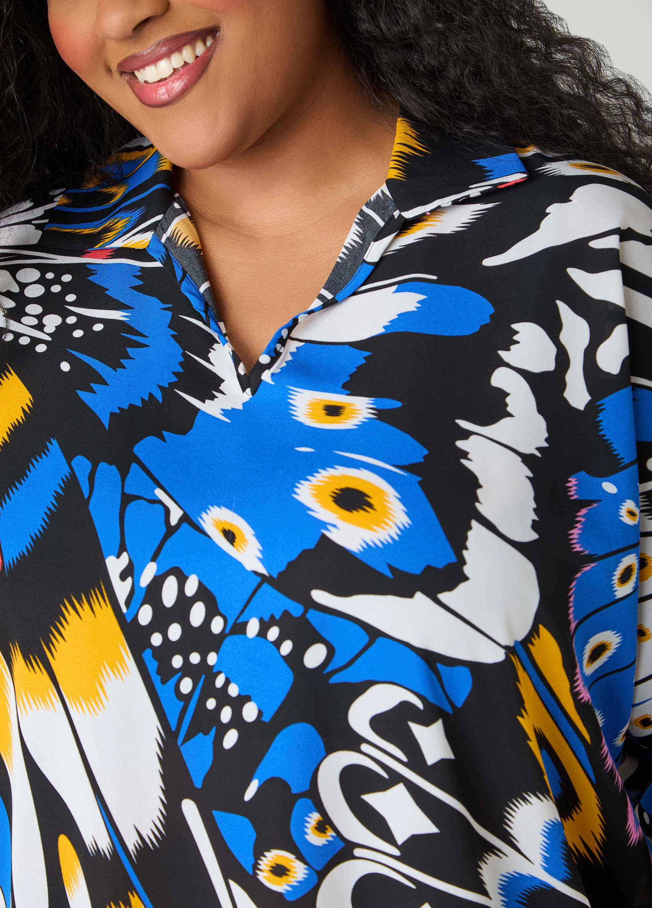 Butterfly Print Hi Low Blouse sold by Ashley Stewart product image thumbnail 4