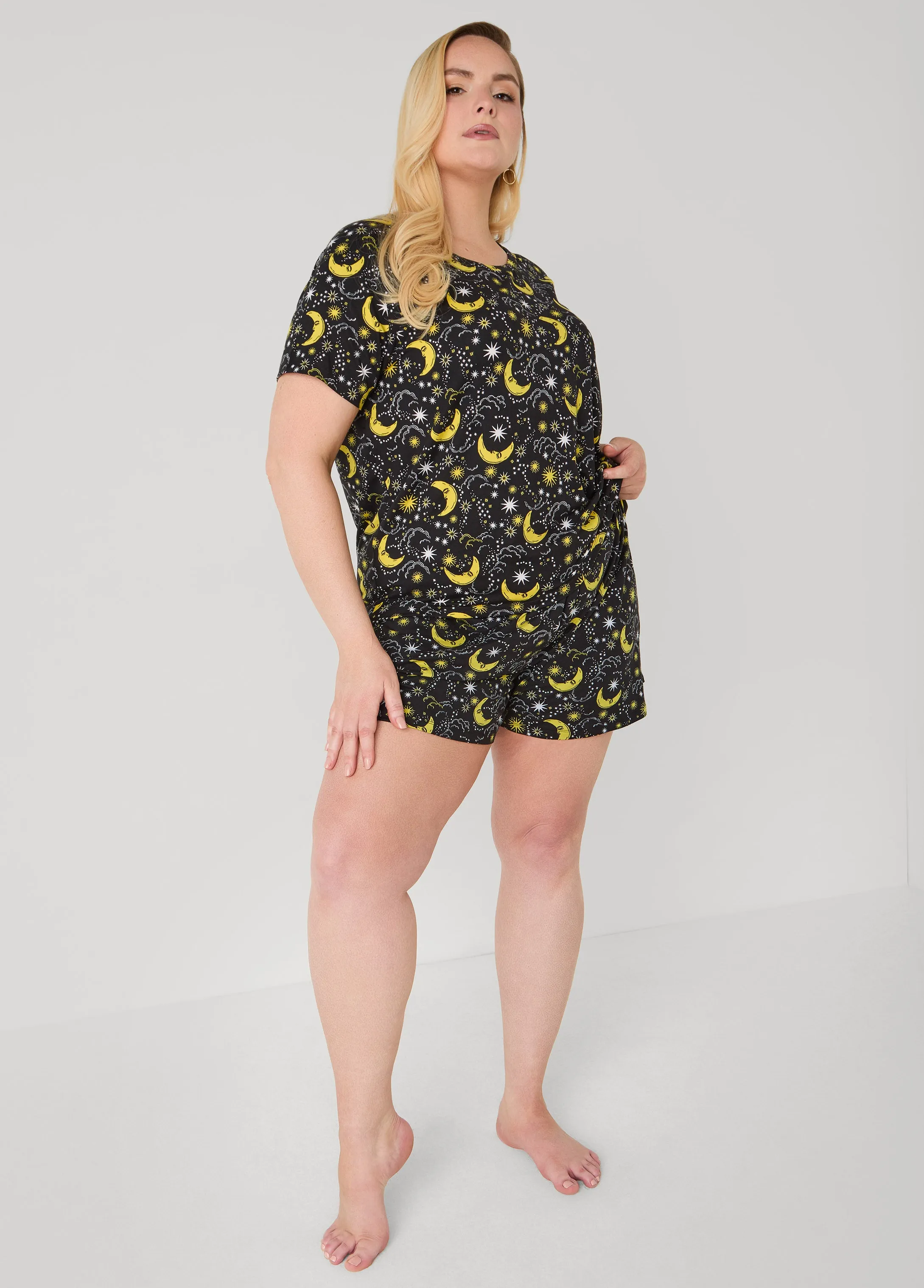 Moon To Noon Moon Print Short Set sold by Ashley Stewart product image thumbnail 3