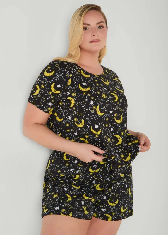 Moon To Noon Moon Print Short Set made by Ashley Stewart