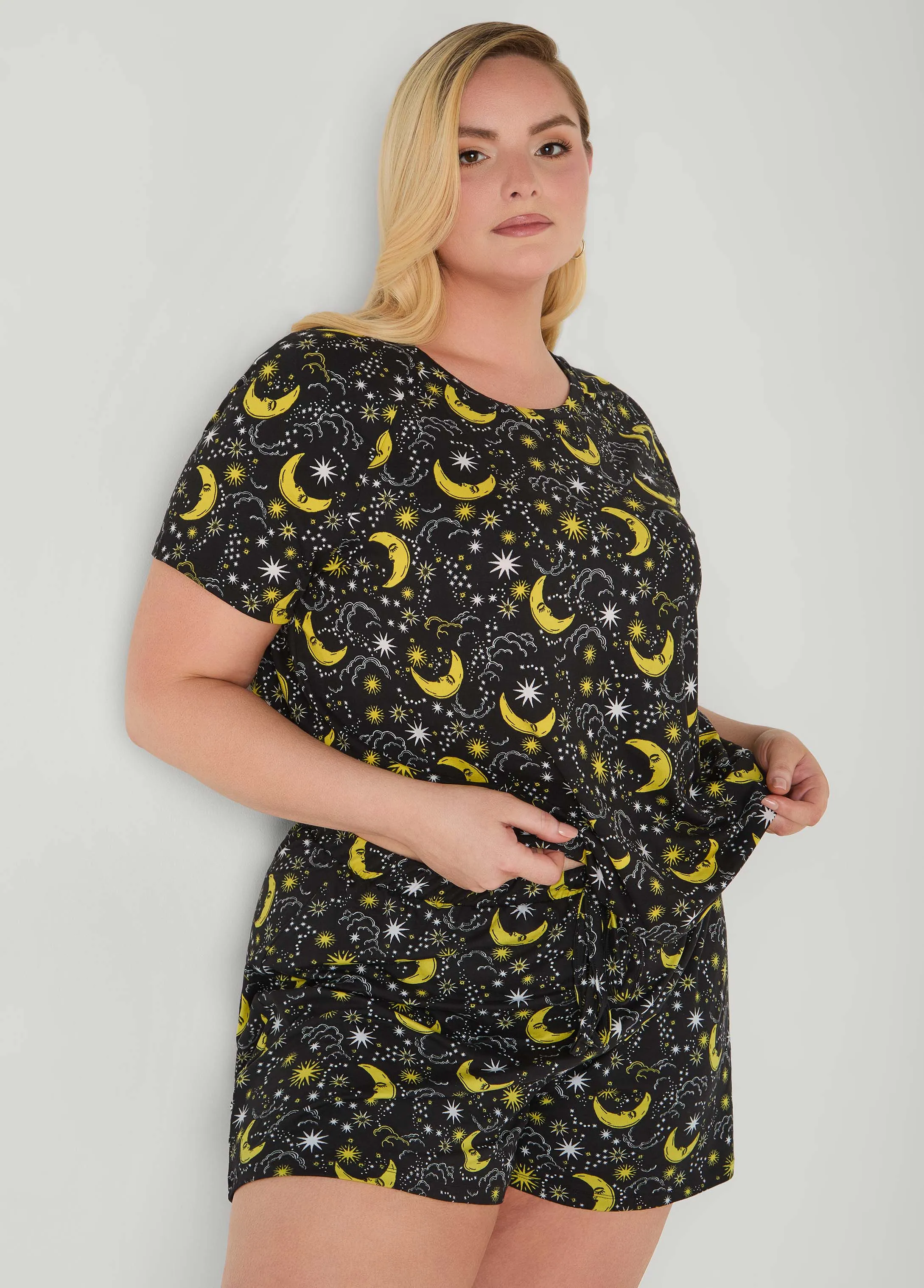 Moon To Noon Moon Print Short Set sold by Ashley Stewart