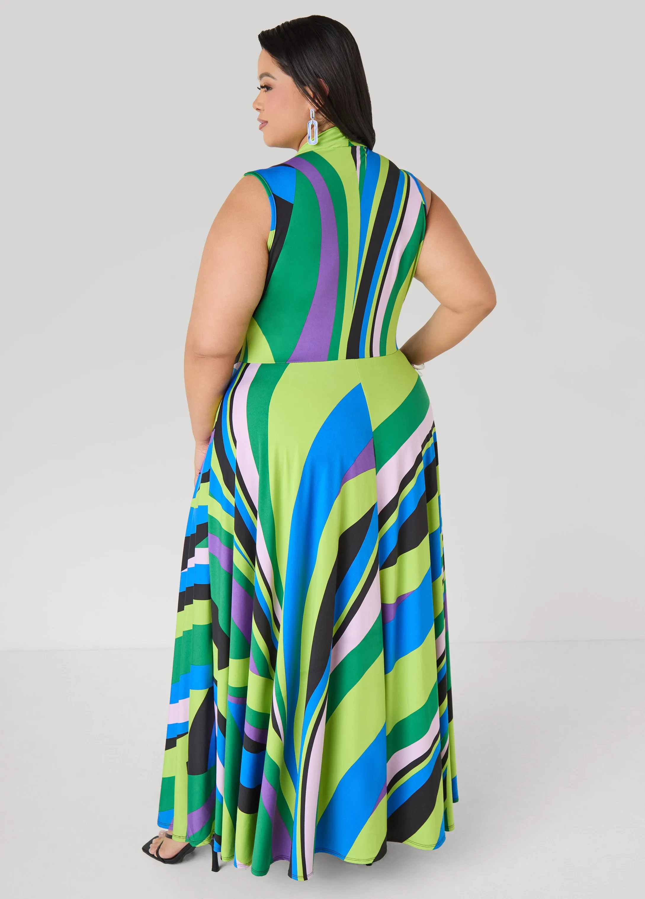 Tall Faux Wrap Striped Maxi Dress sold by Ashley Stewart product image thumbnail 2
