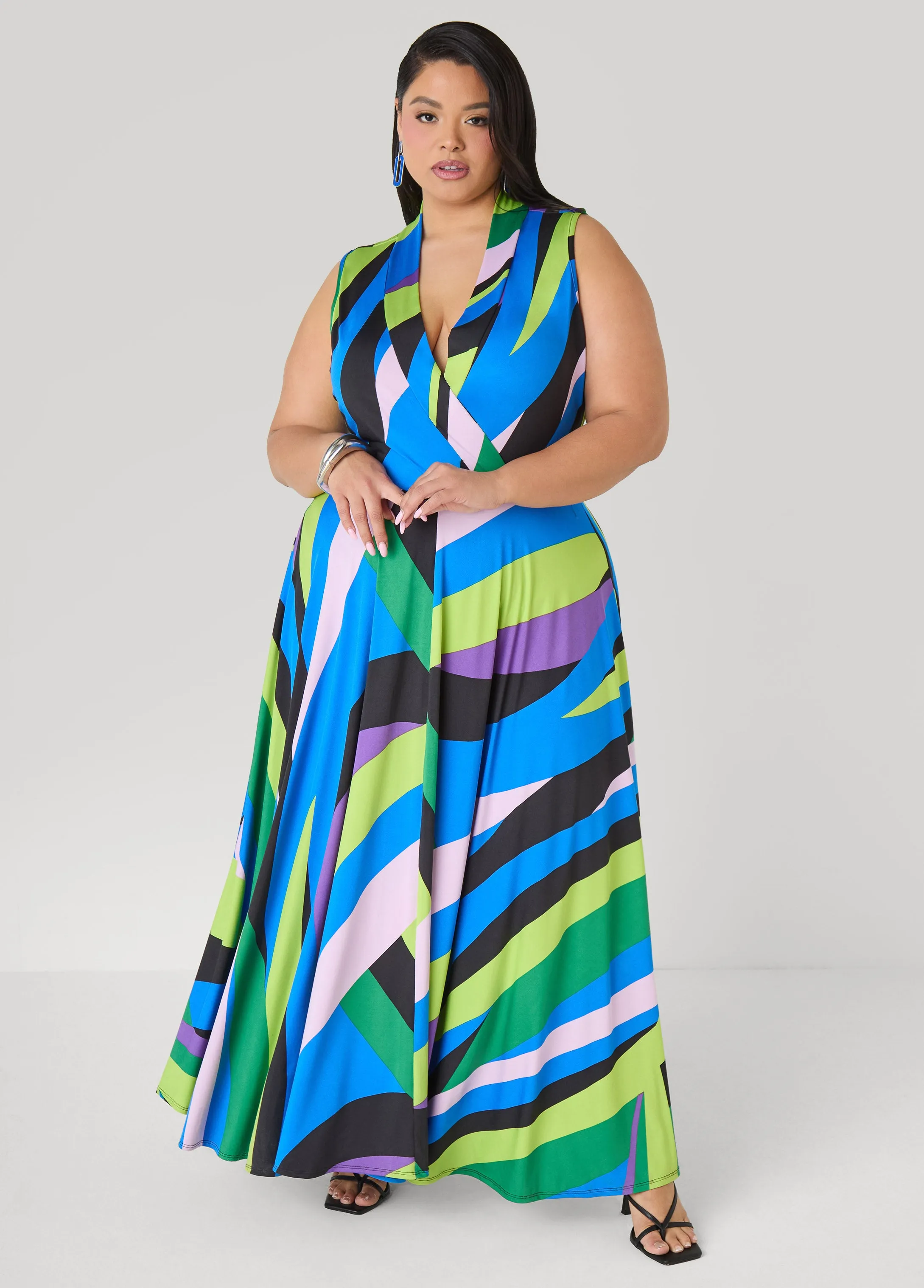 Tall Faux Wrap Striped Maxi Dress sold by Ashley Stewart