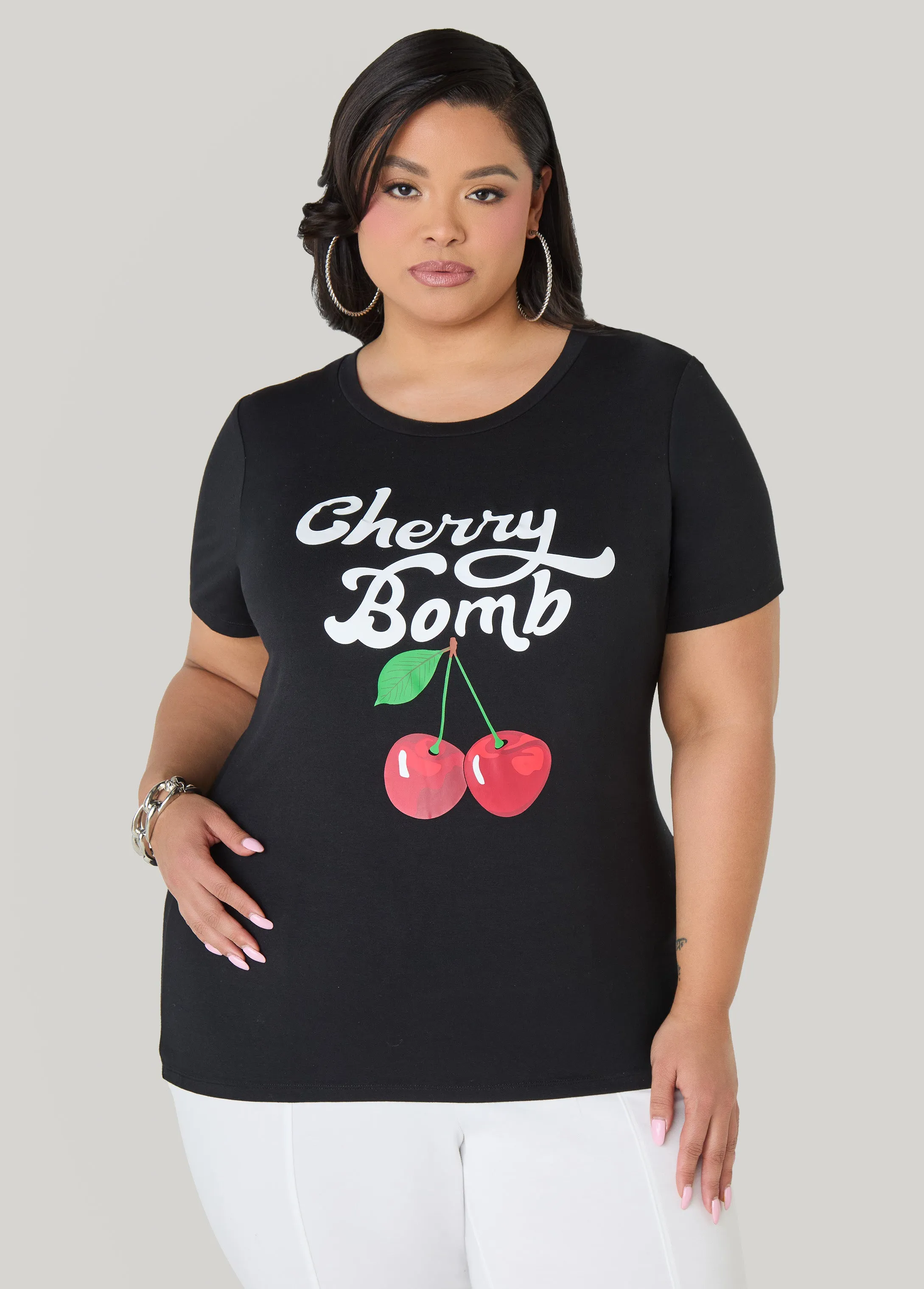 Cherry Bomb Graphic Tee sold by Ashley Stewart