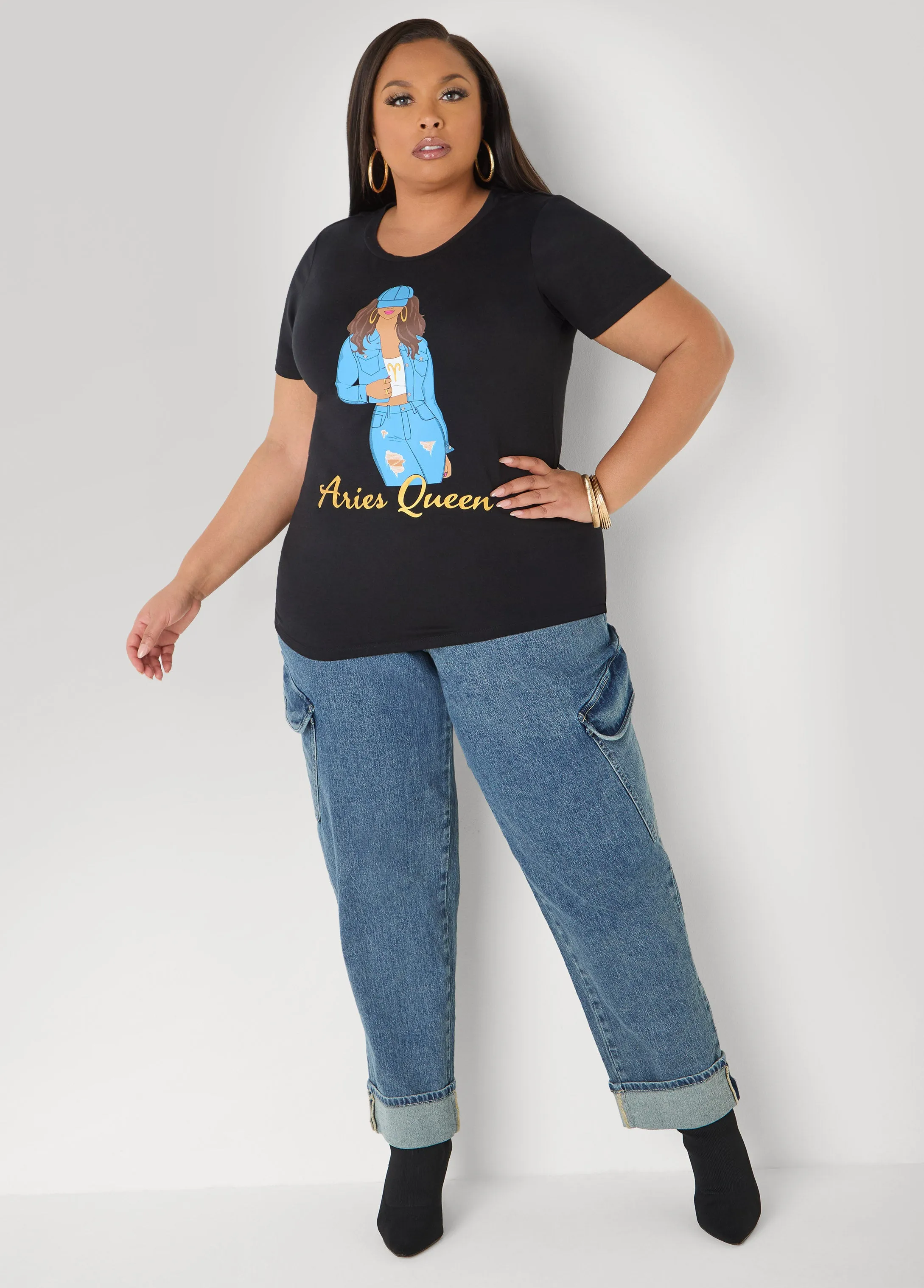 Metallic Aries Queen Graphic Tee sold by Ashley Stewart product image thumbnail 3