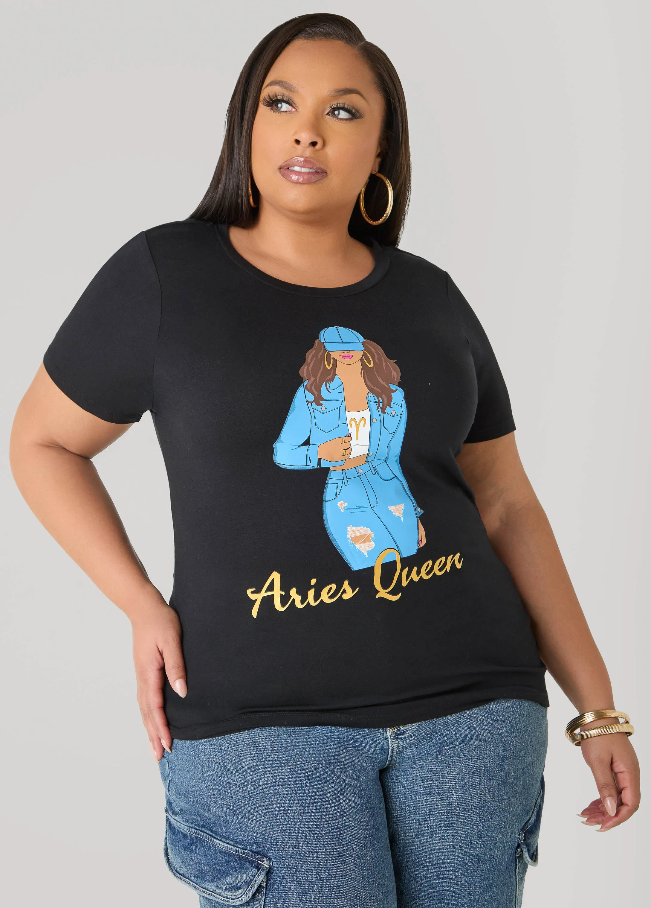 Metallic Aries Queen Graphic Tee sold by Ashley Stewart
