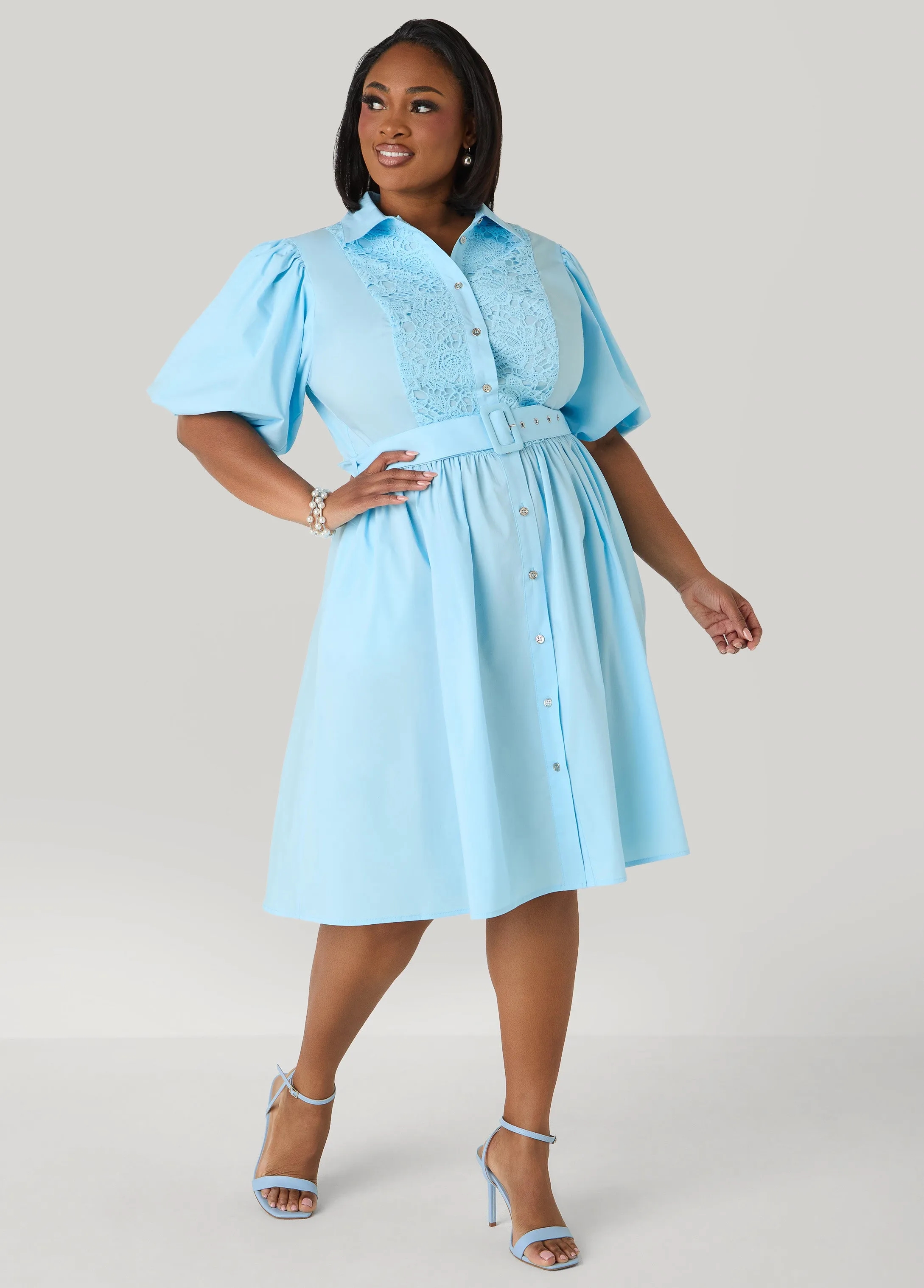 Crochet Paneled A Line Shirtdress sold by Ashley Stewart product image thumbnail 3