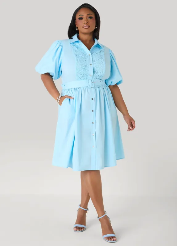 Crochet Paneled A Line Shirtdress sold by Ashley Stewart