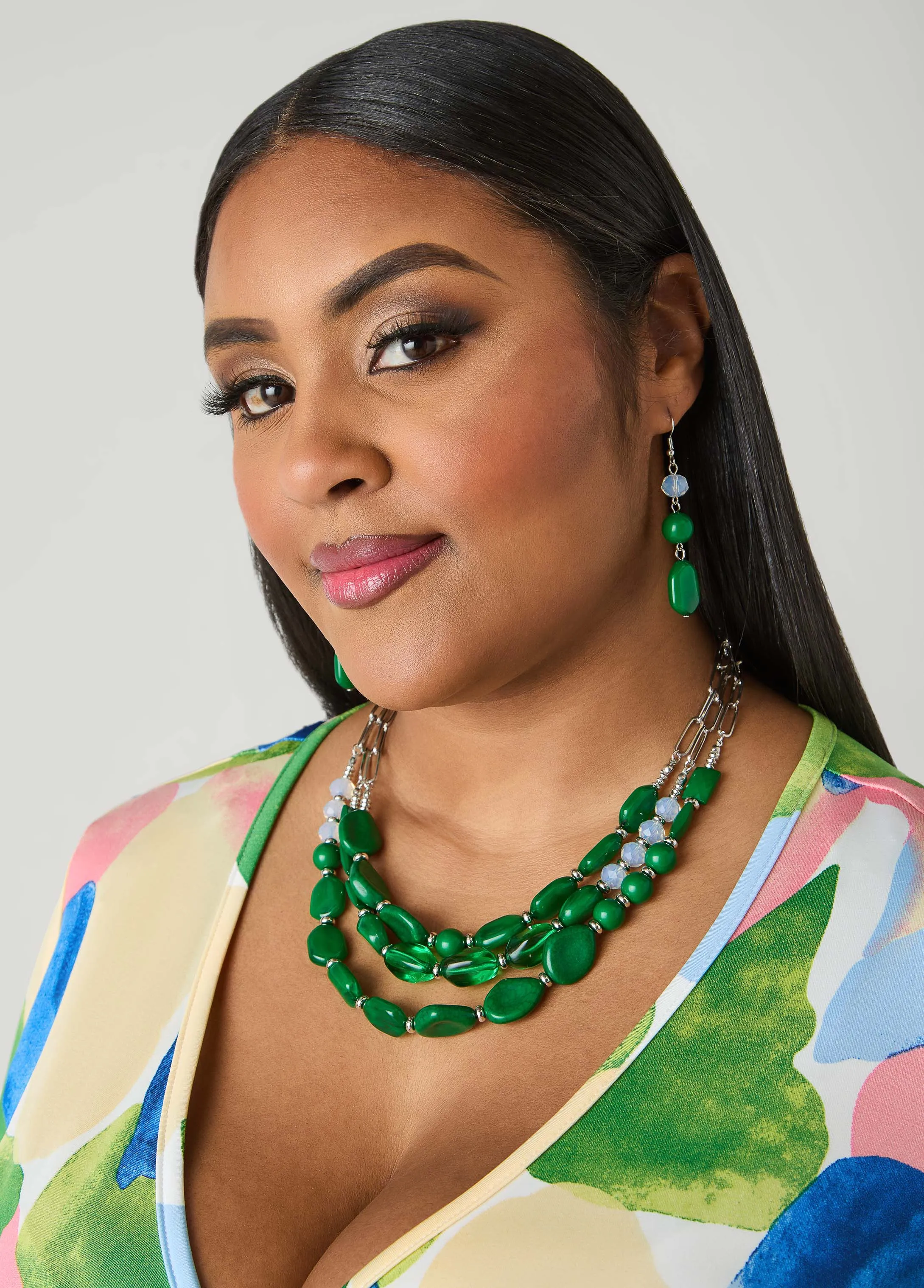 Layered Marbled Stone Necklace Set sold by Ashley Stewart product image thumbnail 2