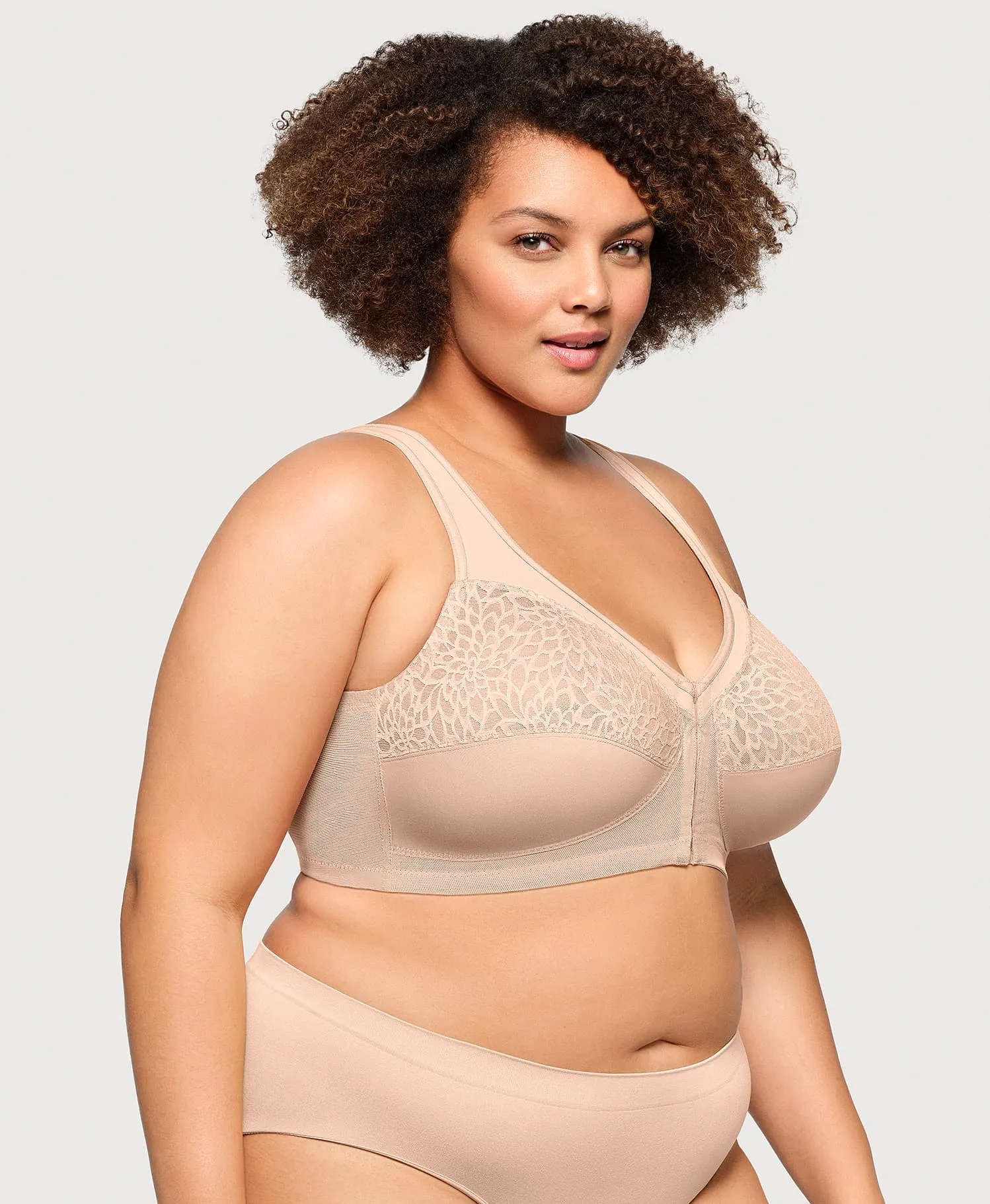 MagicLift Front-Closure Racerback Bra Cafe sold by Ashley Stewart product image thumbnail 3