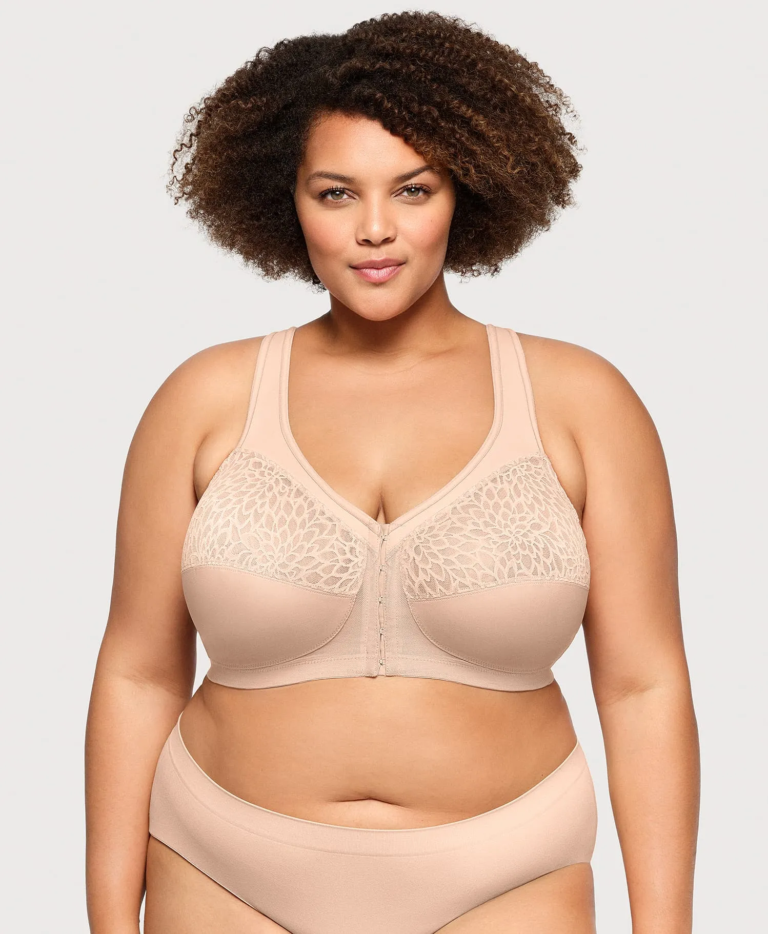 MagicLift Front-Closure Racerback Bra Cafe sold by Ashley Stewart product image thumbnail 4