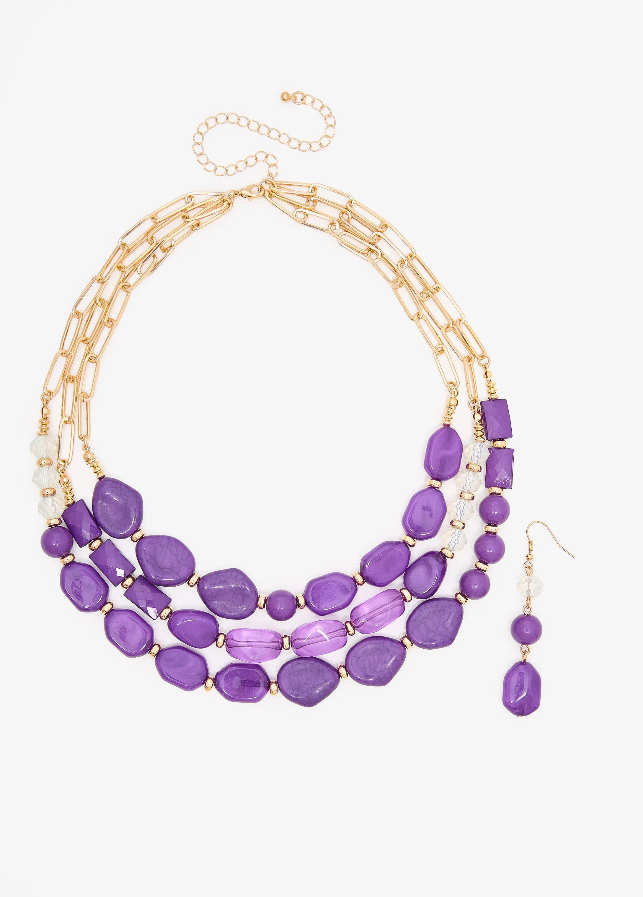 Layered Marble Stone Necklace Set sold by Ashley Stewart product image thumbnail 2