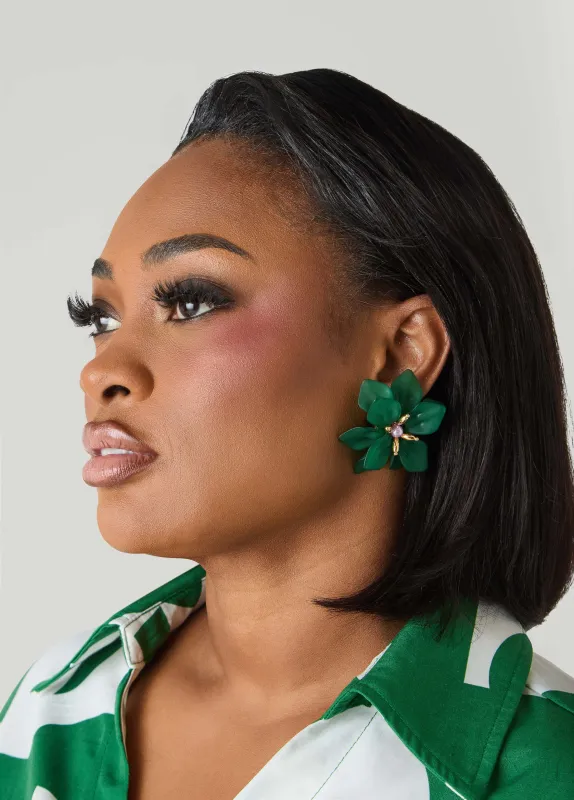 Beaded Floral Stud Earrings sold by Ashley Stewart