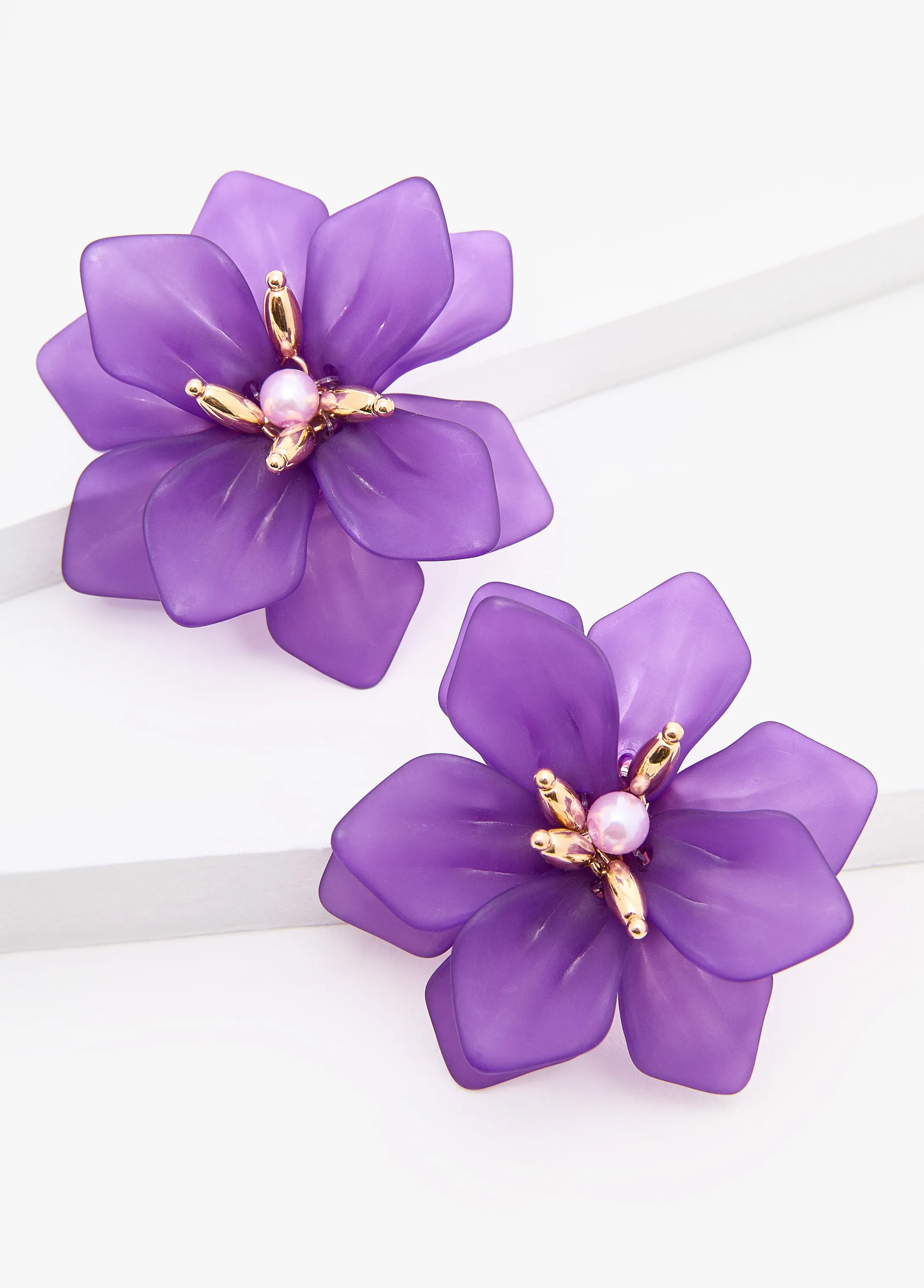 Beaded Flower Stud Earrings sold by Ashley Stewart product image thumbnail 2