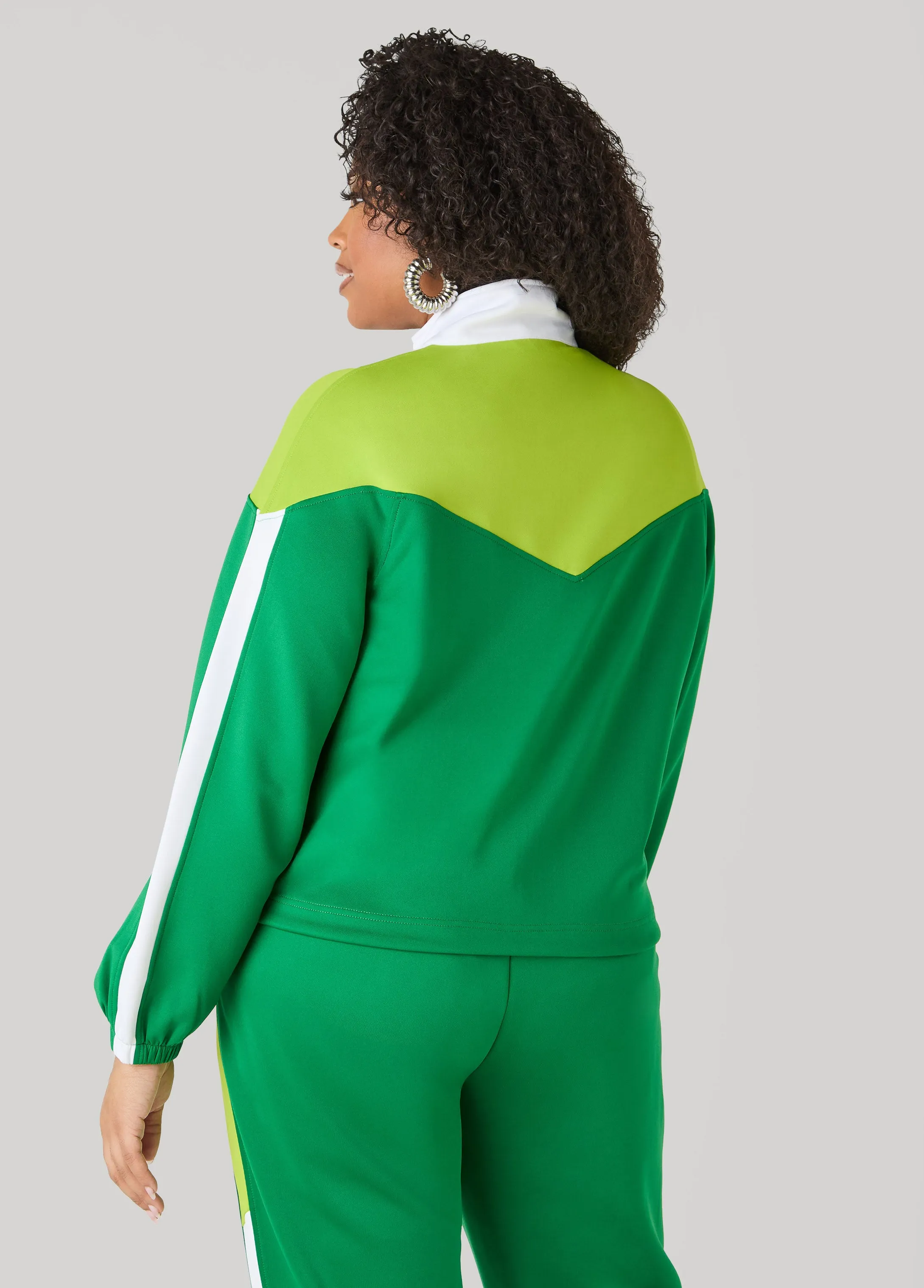Drawstring Colorblock Track Jacket sold by Ashley Stewart product image thumbnail 2
