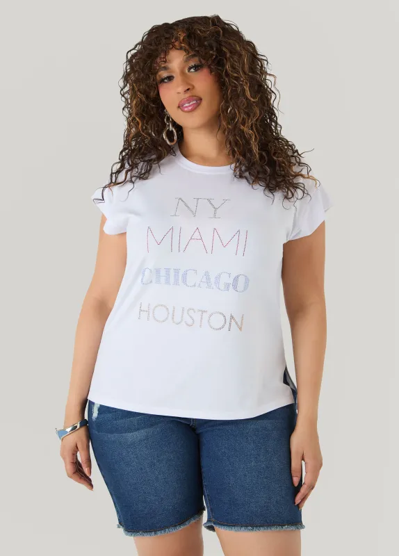 New York Miami Chicago Houston Tee made by Ashley Stewart