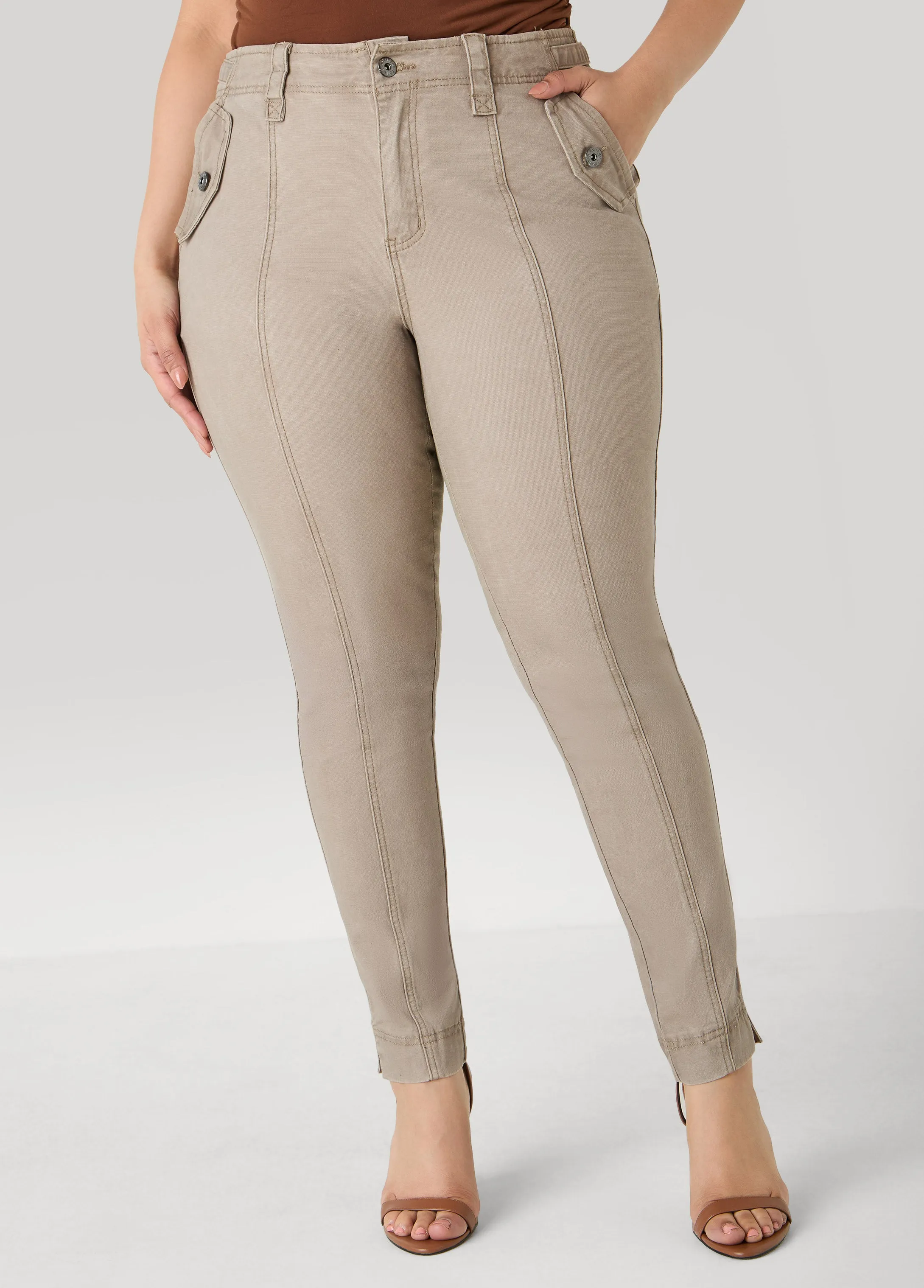 Flap Pocket Skinny Jeans sold by Ashley Stewart