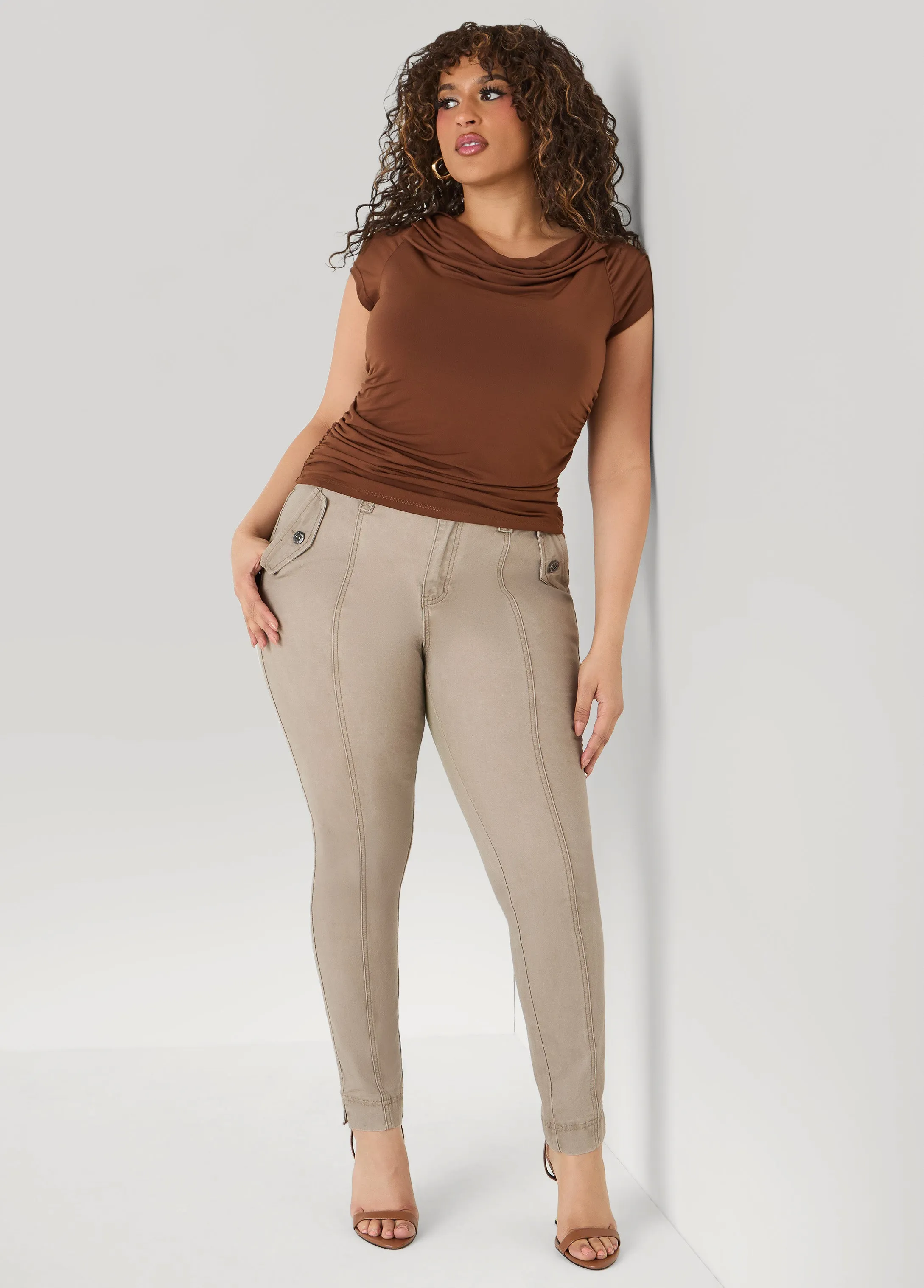 Flap Pocket Skinny Jeans sold by Ashley Stewart product image thumbnail 3