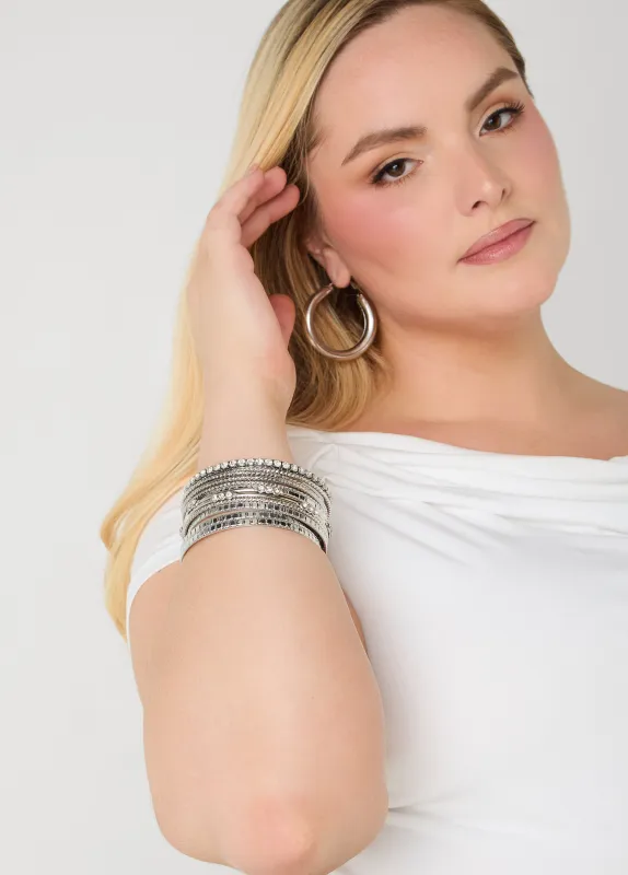 Set Of 13 Silver Tone Bangles sold by Ashley Stewart