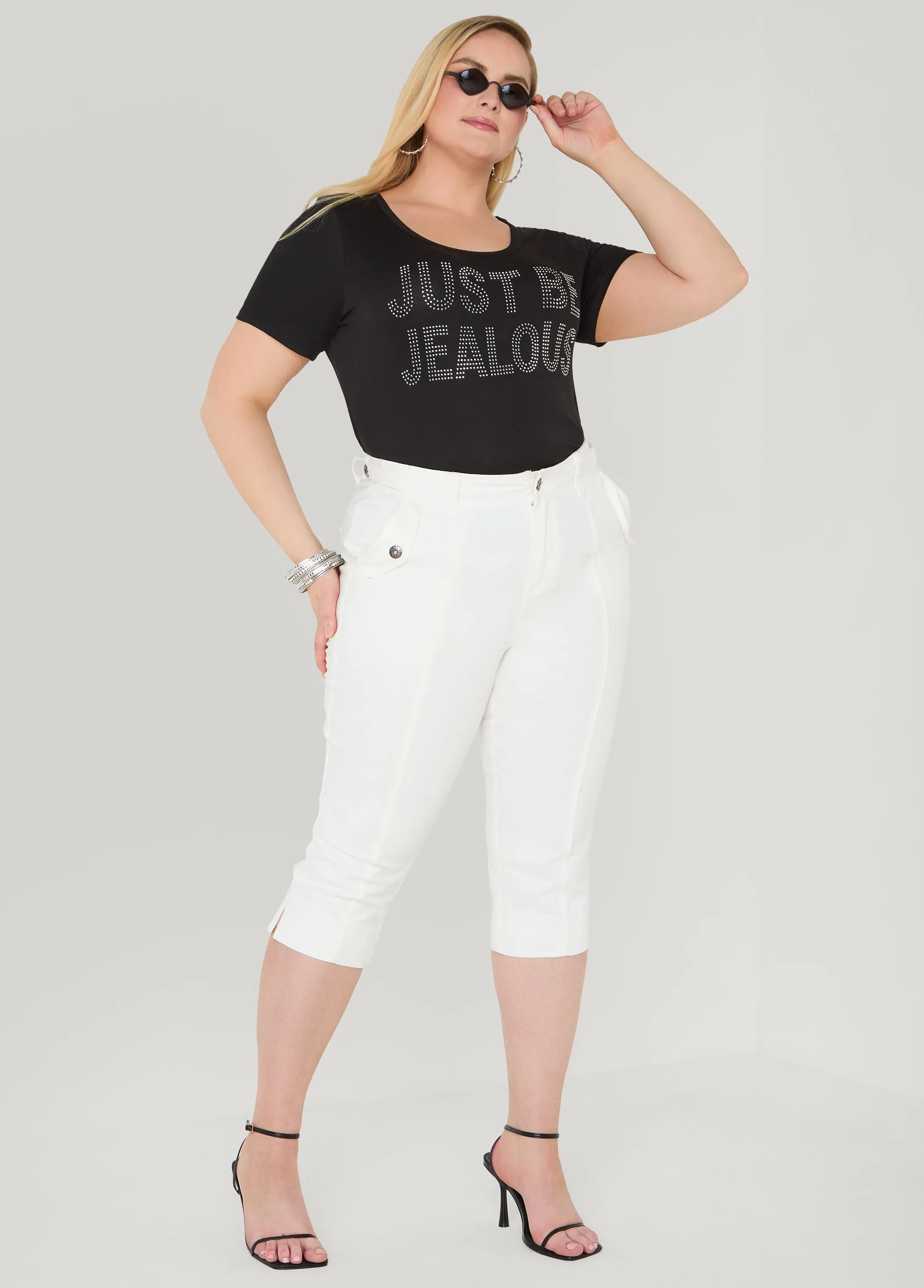 Just Be Jealous Crystal Tee sold by Ashley Stewart product image thumbnail 3
