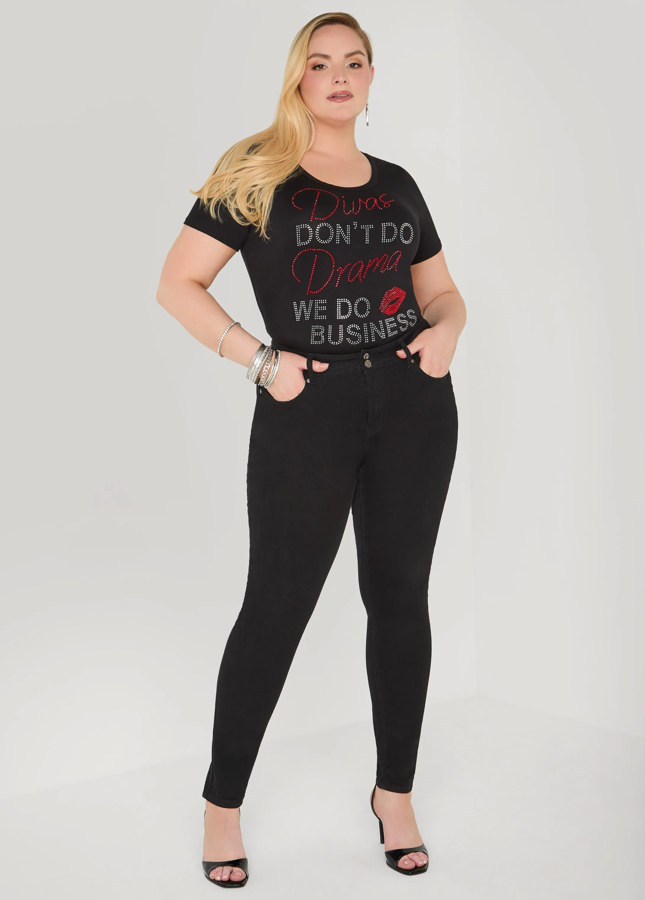 Divas Dont Do Drama Crystal Tee sold by Ashley Stewart product image thumbnail 3
