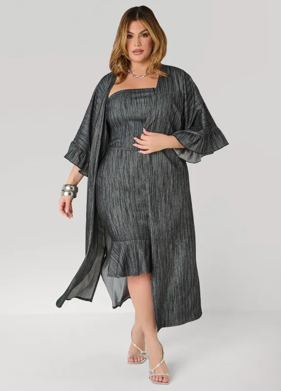 Ruffled Textured Denim Duster made by Ashley Stewart