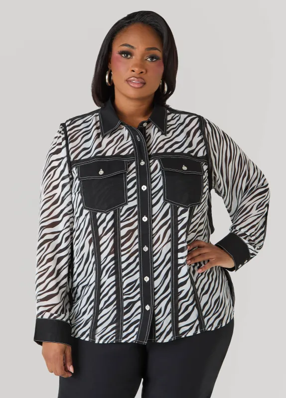 Zebra Organza Shirt sold by Ashley Stewart