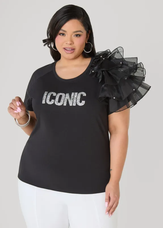 Iconic Organza Paneled Top sold by Ashley Stewart