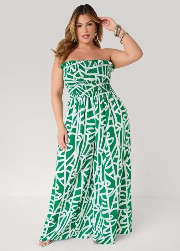 Tall Strapless Abstract Print Jumpsuit made by Ashley Stewart
