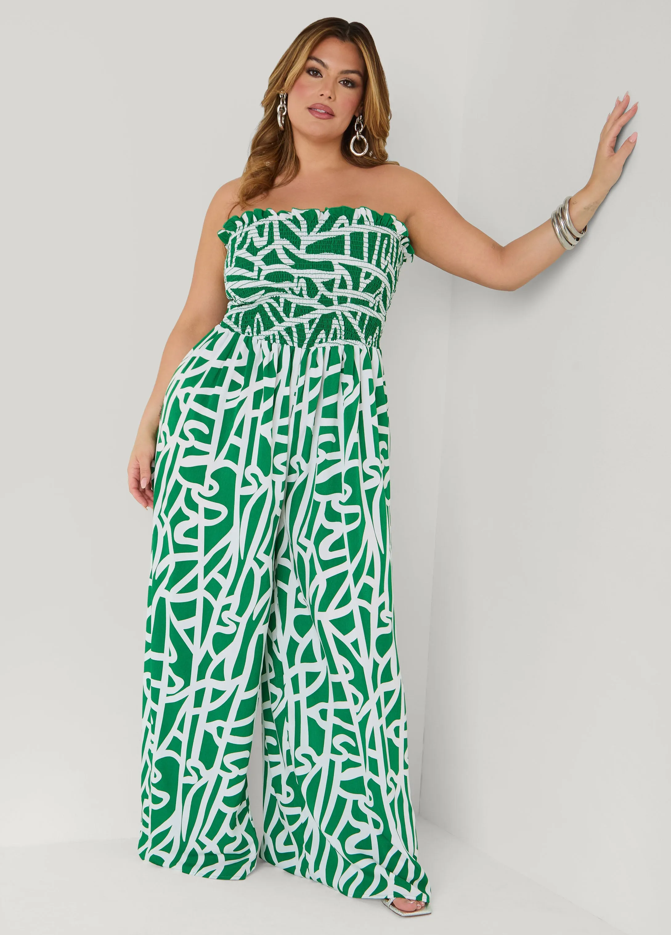 Strapless Abstract Print Jumpsuit sold by Ashley Stewart product image thumbnail 3