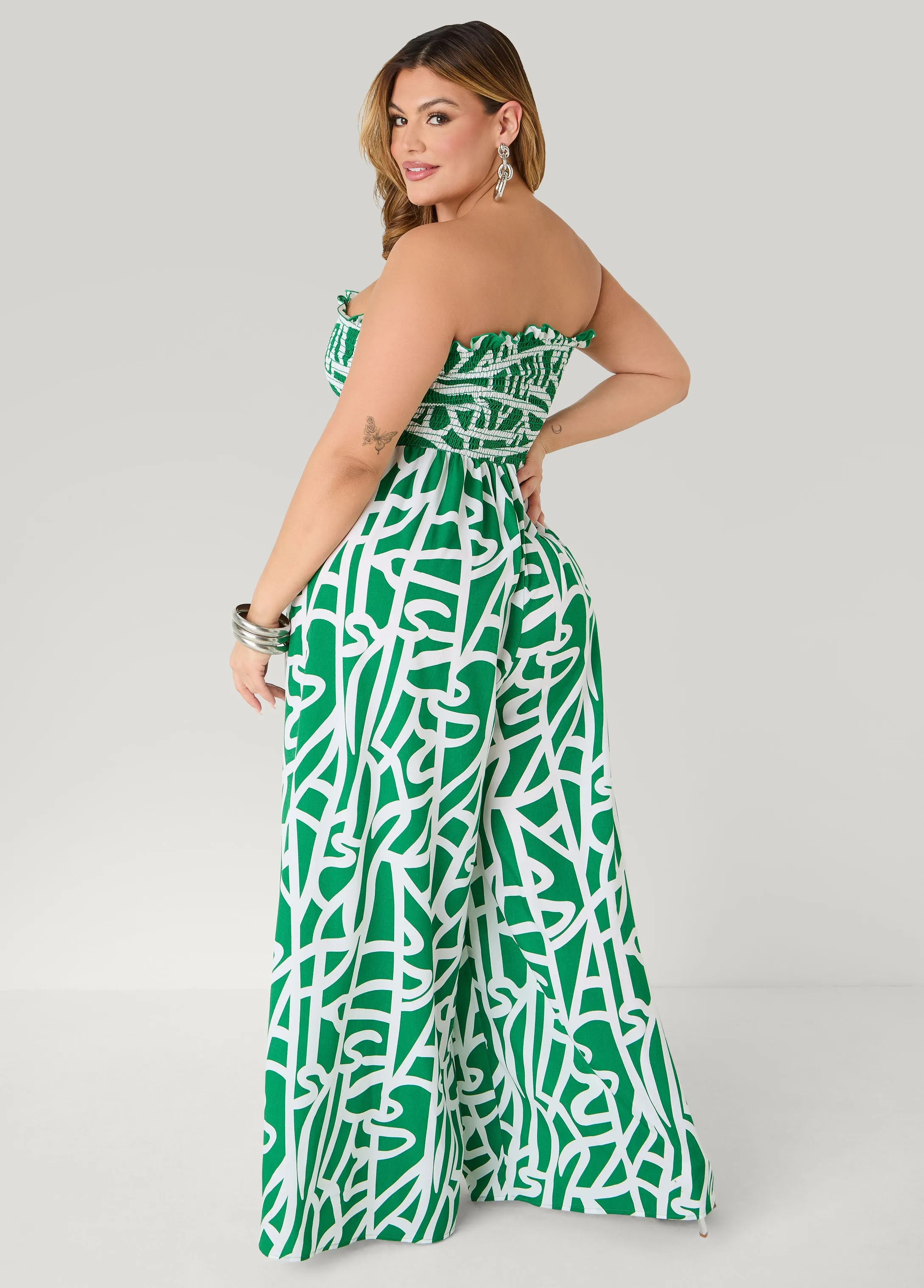 Strapless Abstract Print Jumpsuit sold by Ashley Stewart product image thumbnail 2