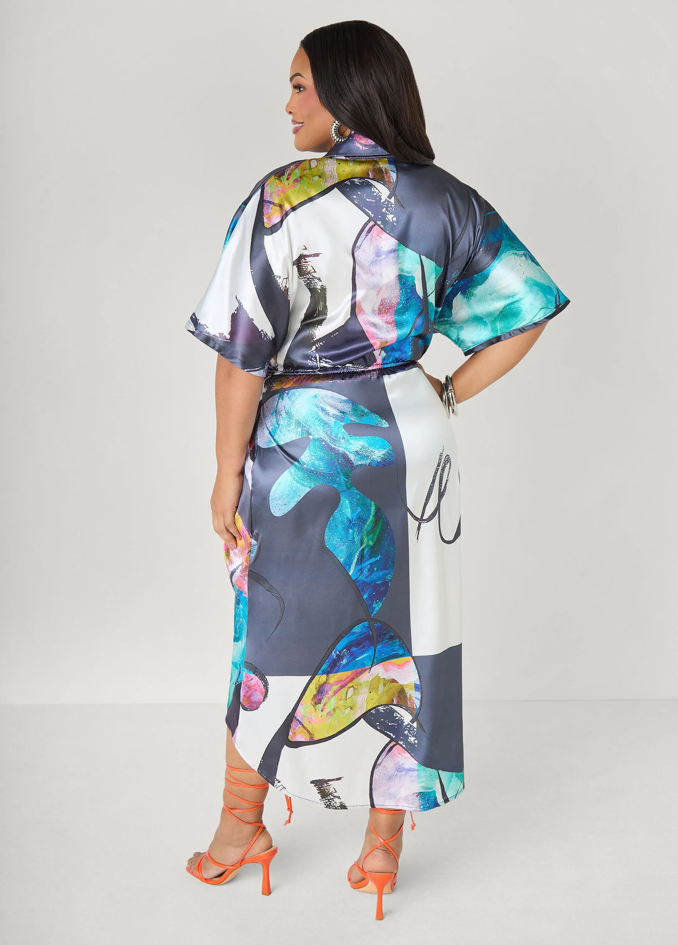 Gathered Abstract Print Shirtdress sold by Ashley Stewart product image thumbnail 2