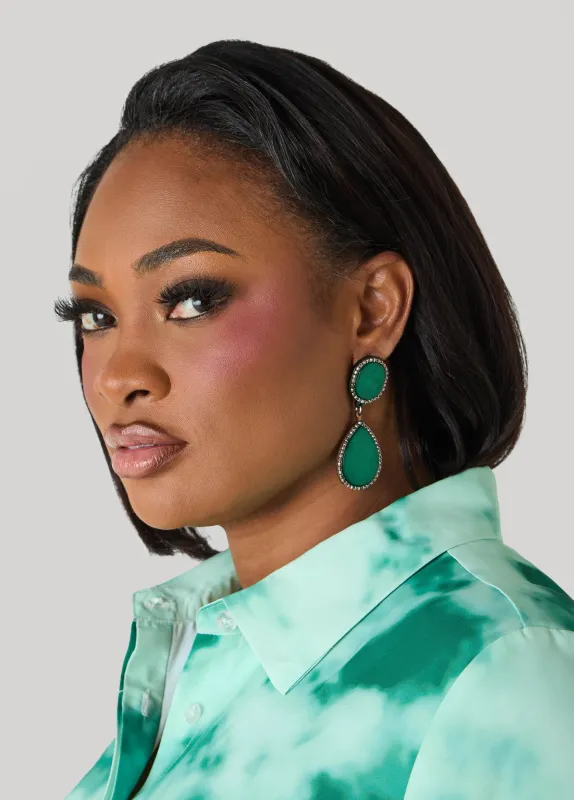 Stone And Crystal Clip On Earrings made by Ashley Stewart