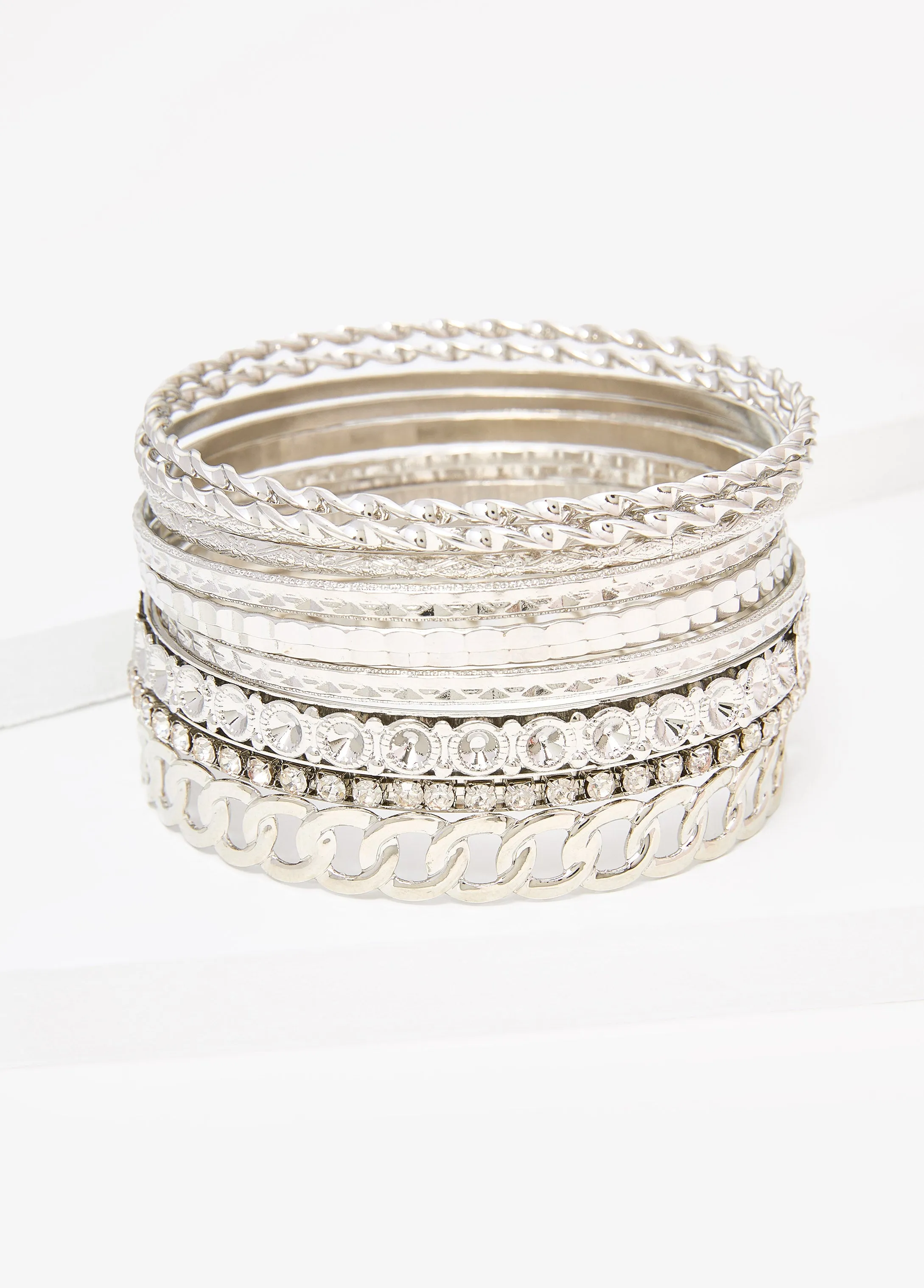 Set Of 11 Silver Tone Bangles sold by Ashley Stewart product image thumbnail 2