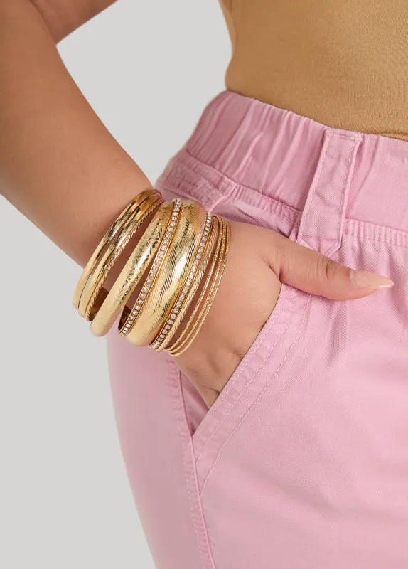 Set Of Nine Gold Tone Bangles sold by Ashley Stewart