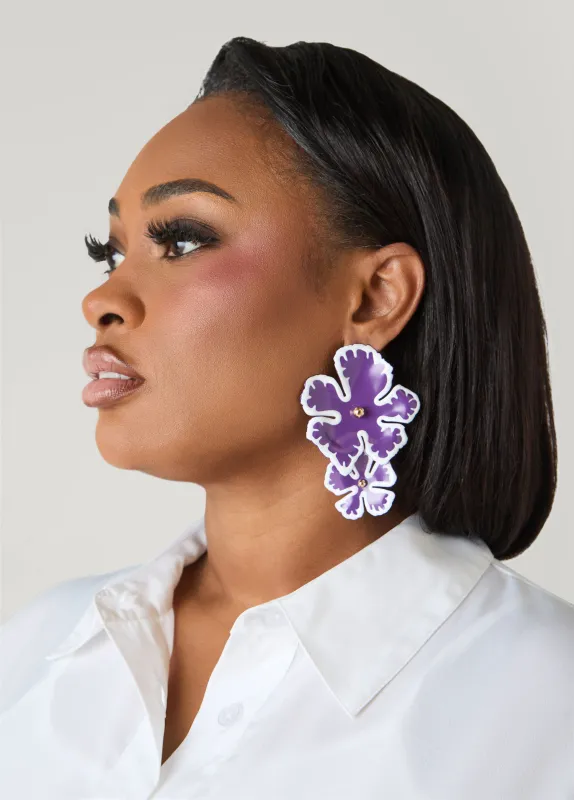 Dangle Painted Flower Earrings made by Ashley Stewart