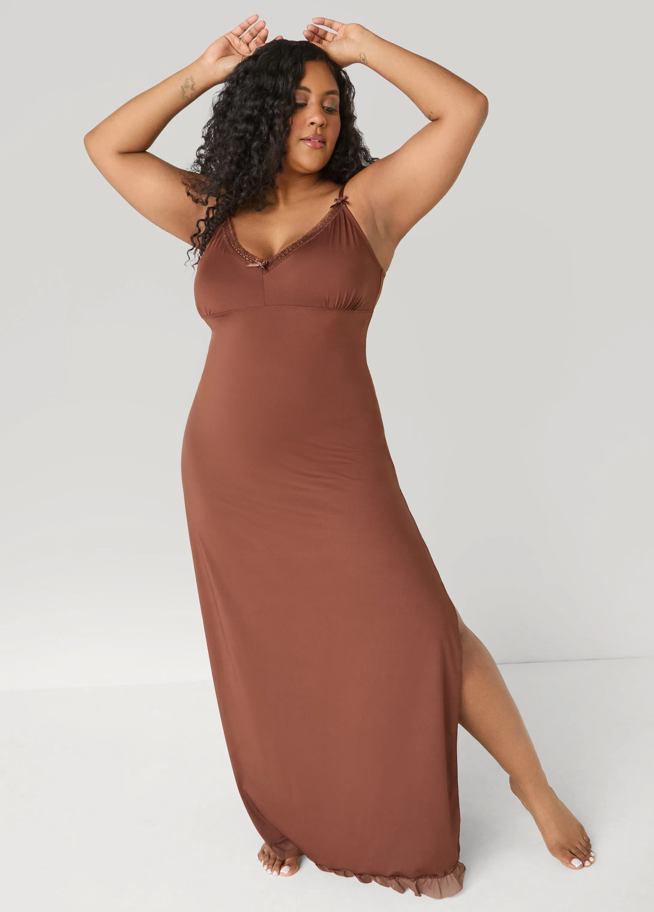 Lace And Mesh Trimmed Nightgown sold by Ashley Stewart product image thumbnail 3