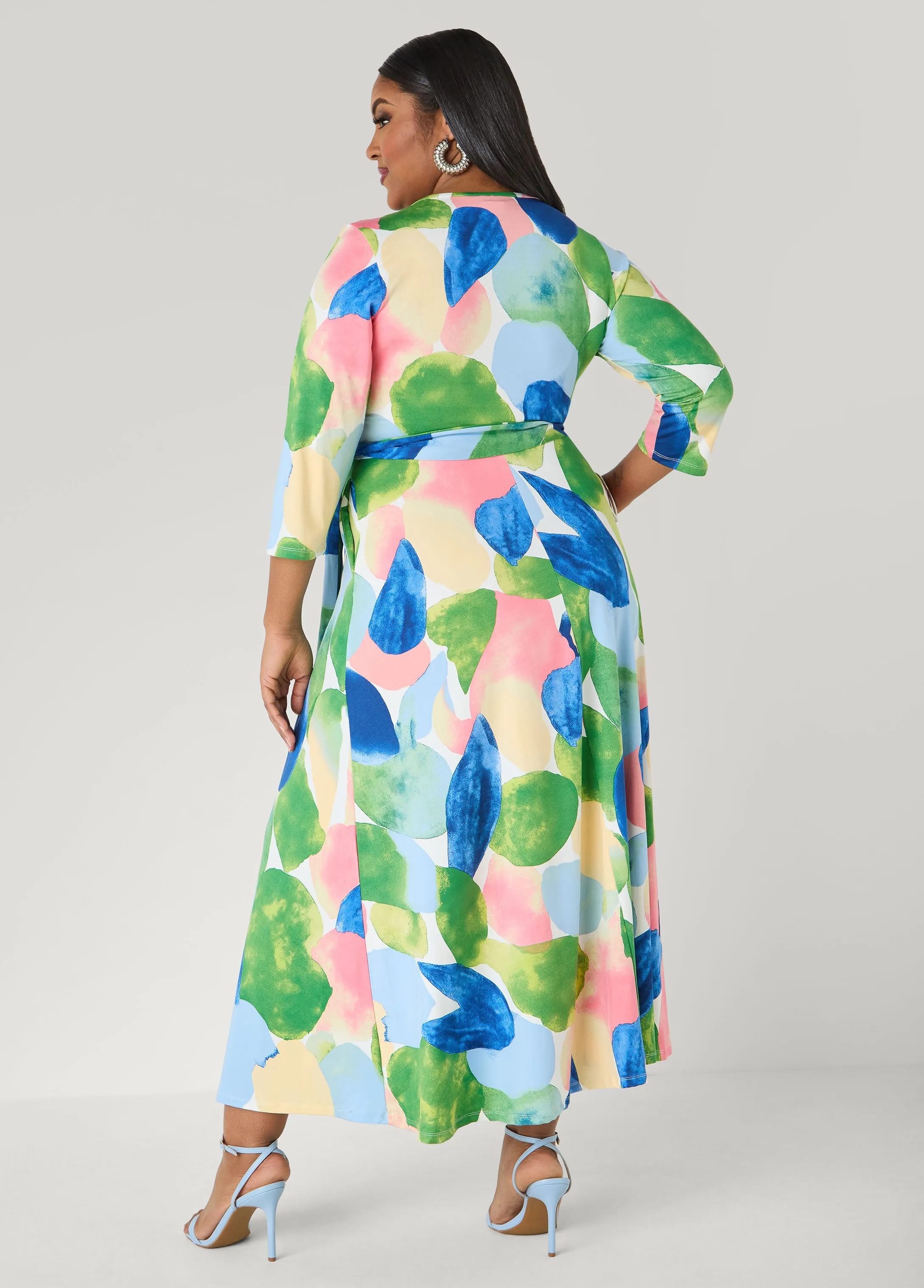 Watercolor Faux Wrap Maxi Dress sold by Ashley Stewart product image thumbnail 2