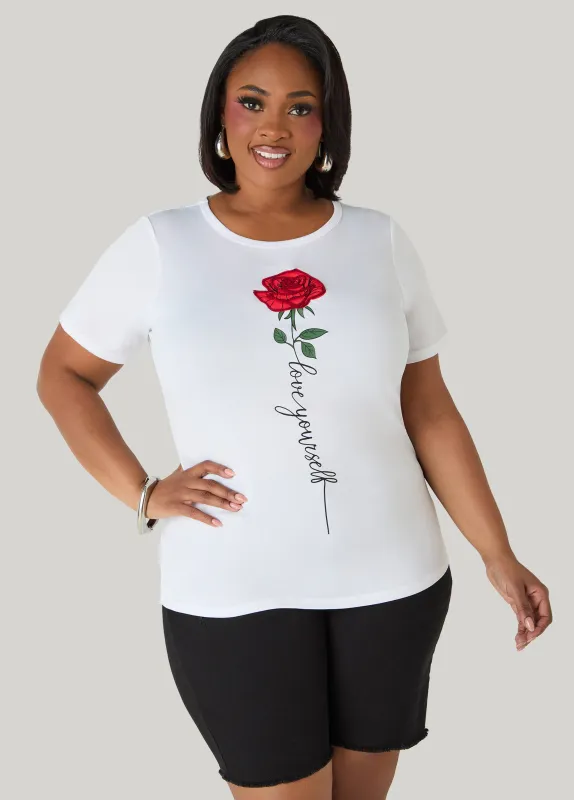 Love Yourself Rose Tee made by Ashley Stewart
