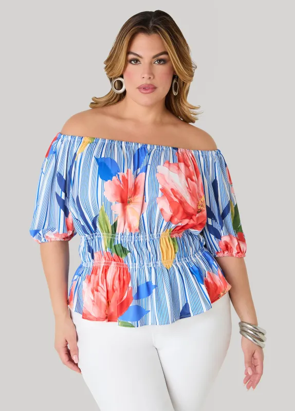 Off The Shoulder Floral Top made by Ashley Stewart