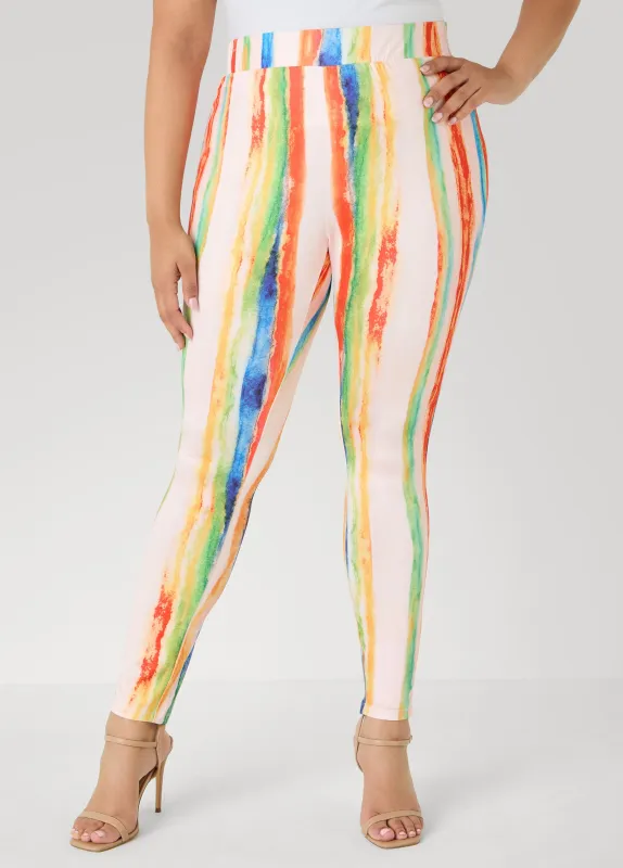 Brushstroke Striped Leggings made by Ashley Stewart